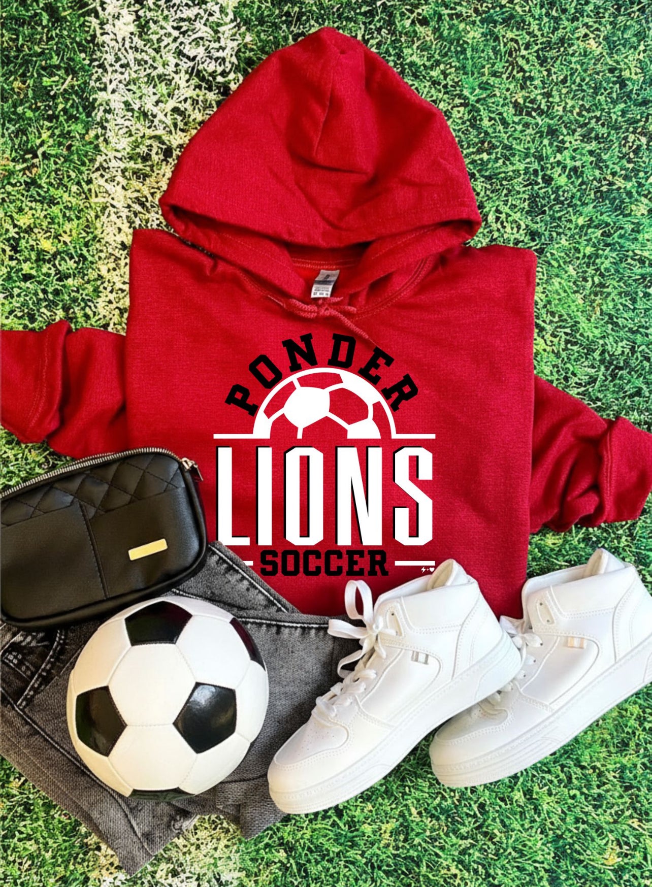 Red Ponder Lions Soccer Hoodie