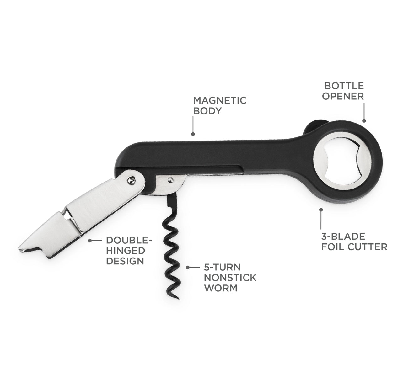 Multi-Use Waiter's Corkscrew For Bottled Beer & Wine