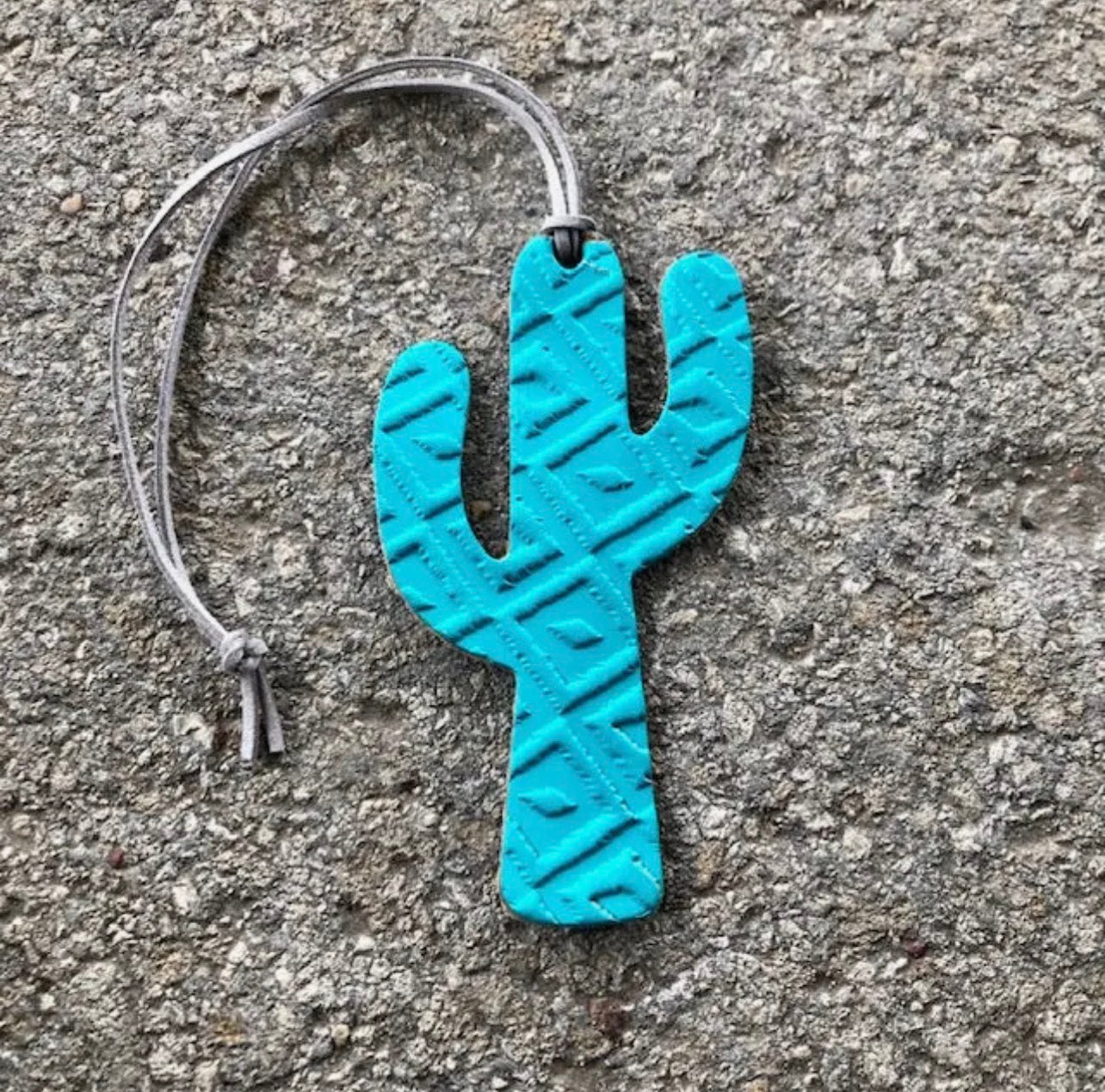 Turquoise Aztec Cactus Leather Car Scent