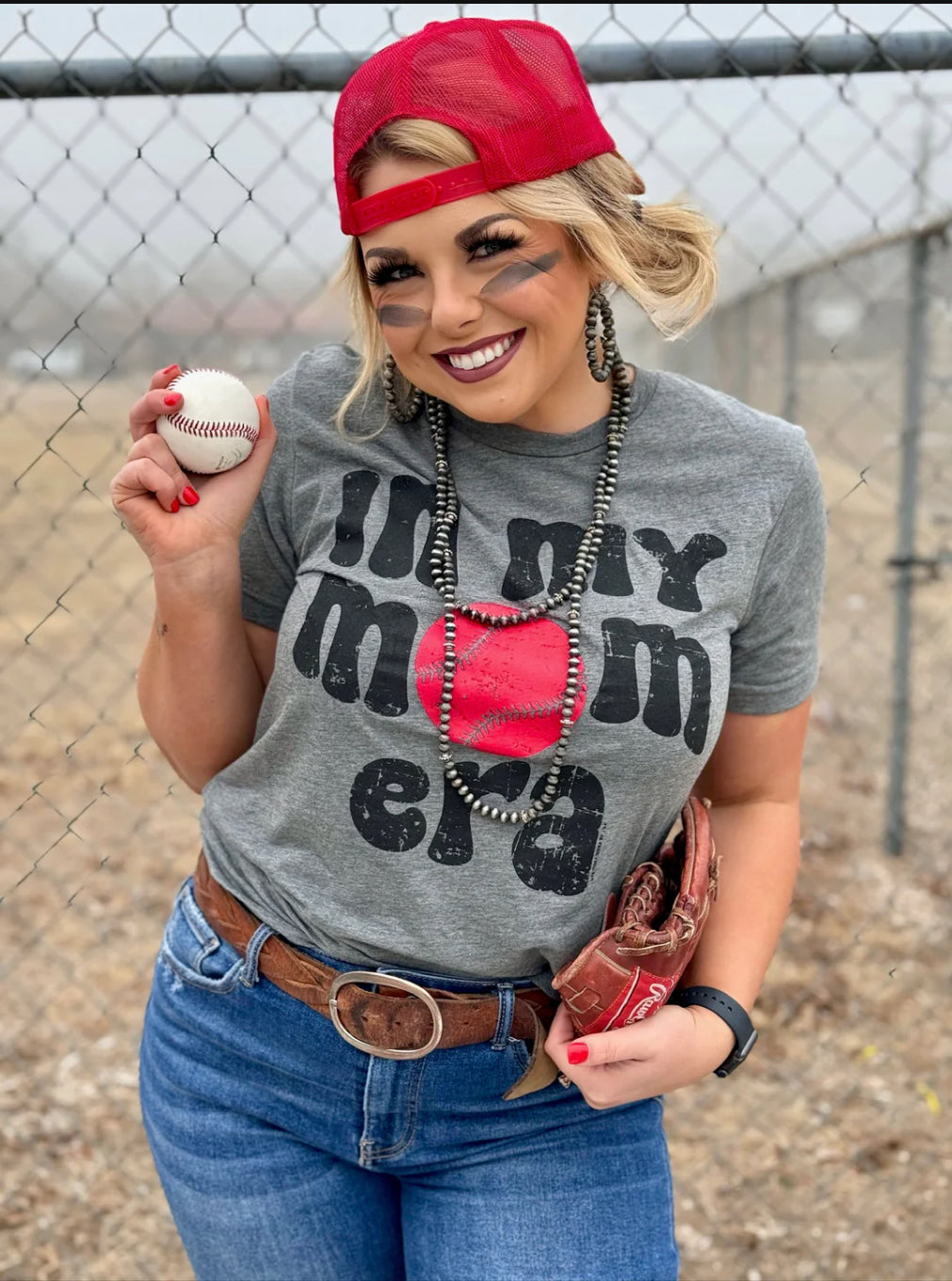In My Mom Baseball Grey Tee