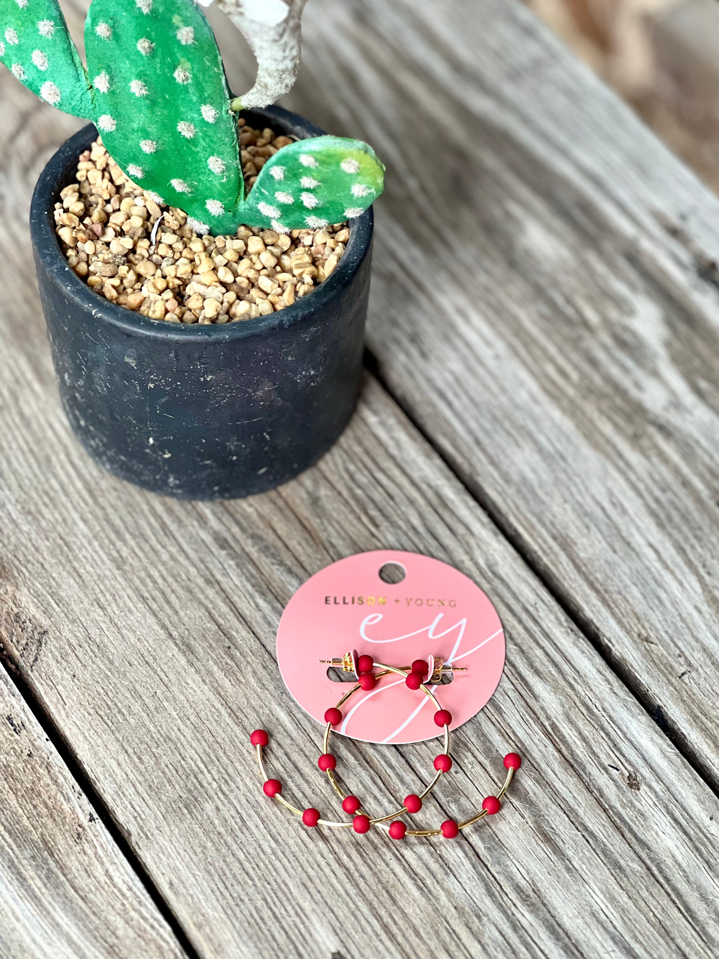 Red Cloud Nine Ball Hoop Earrings