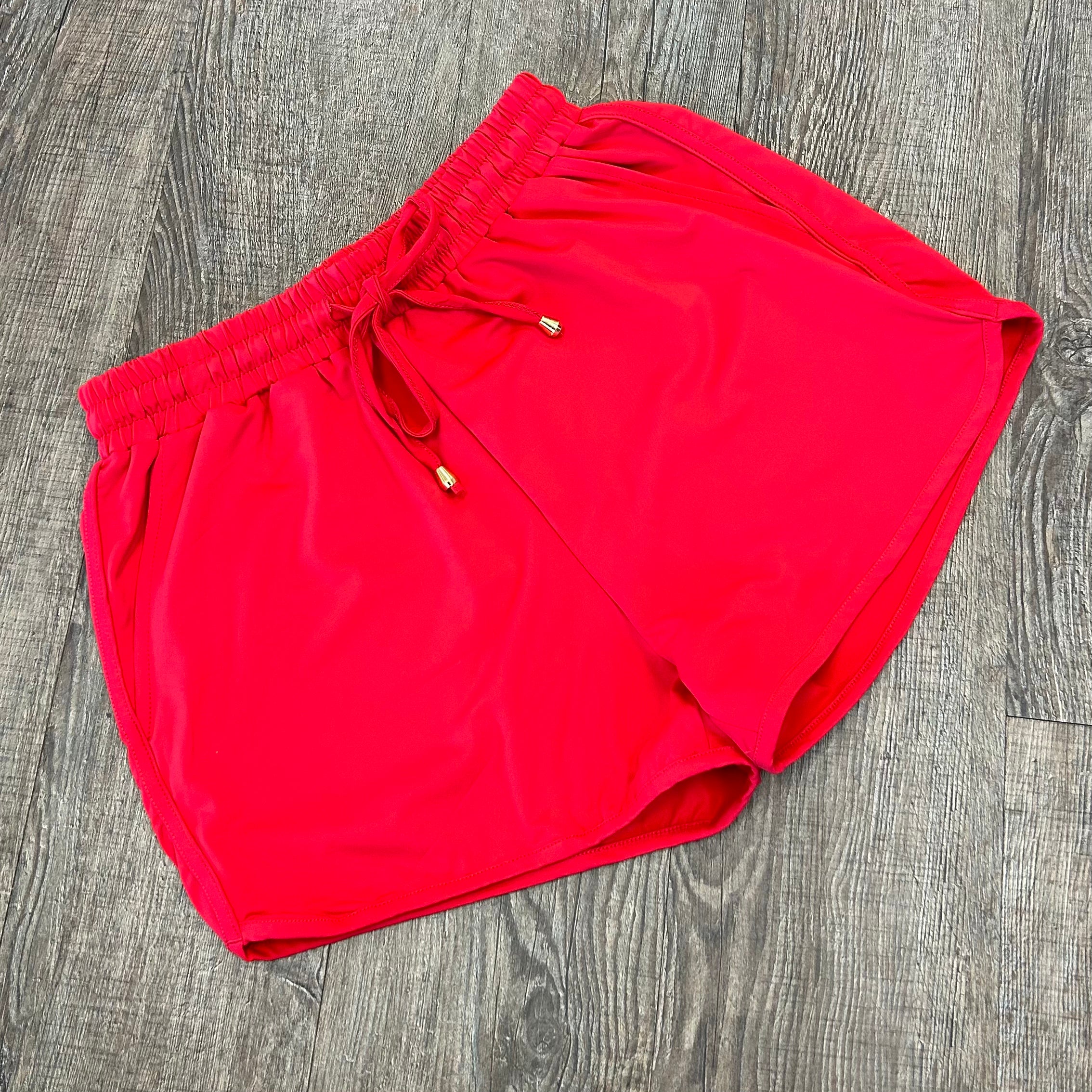 Red Drawstring Everyday Shorts