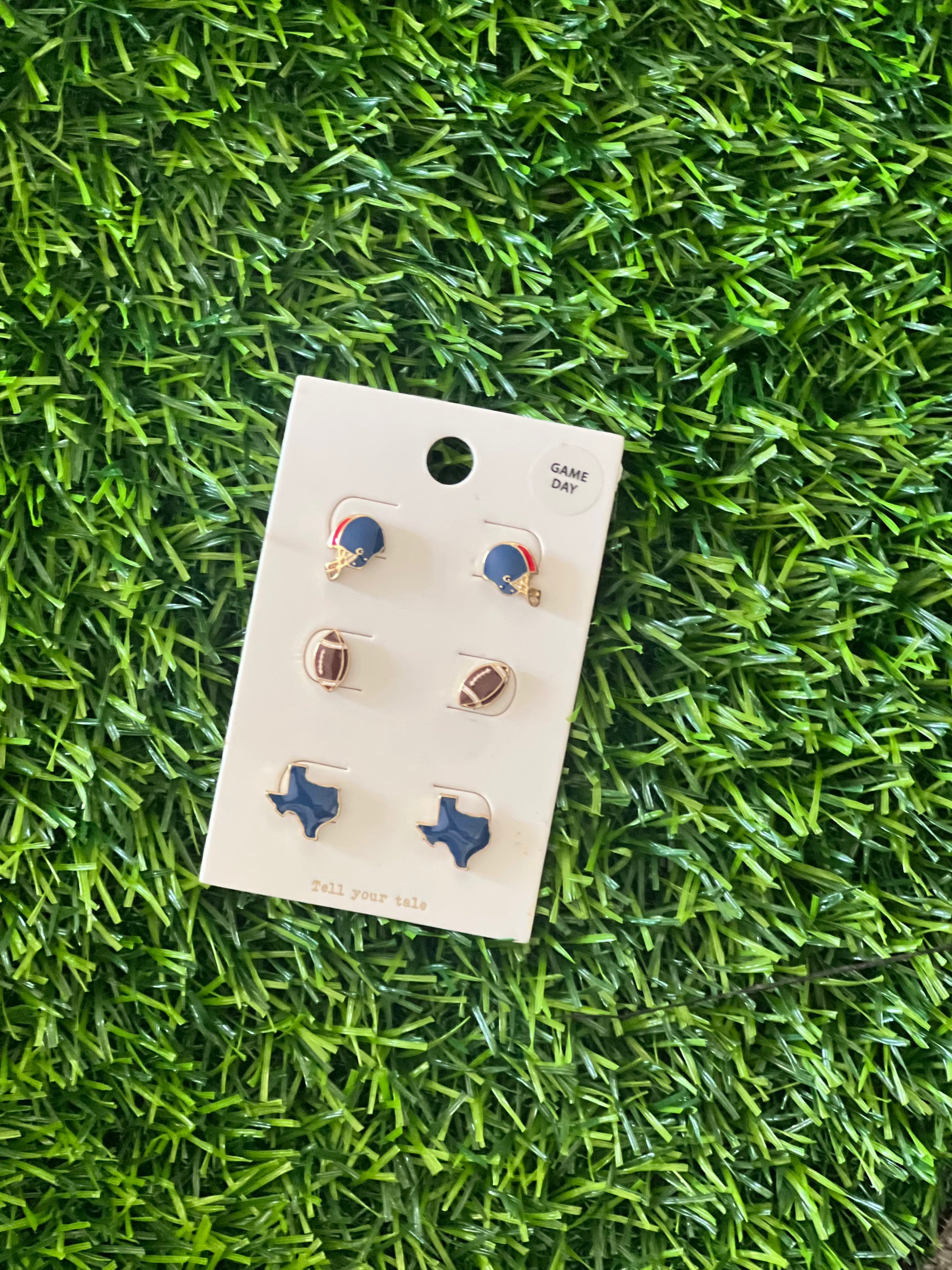 Navy & Red Football Stud Set