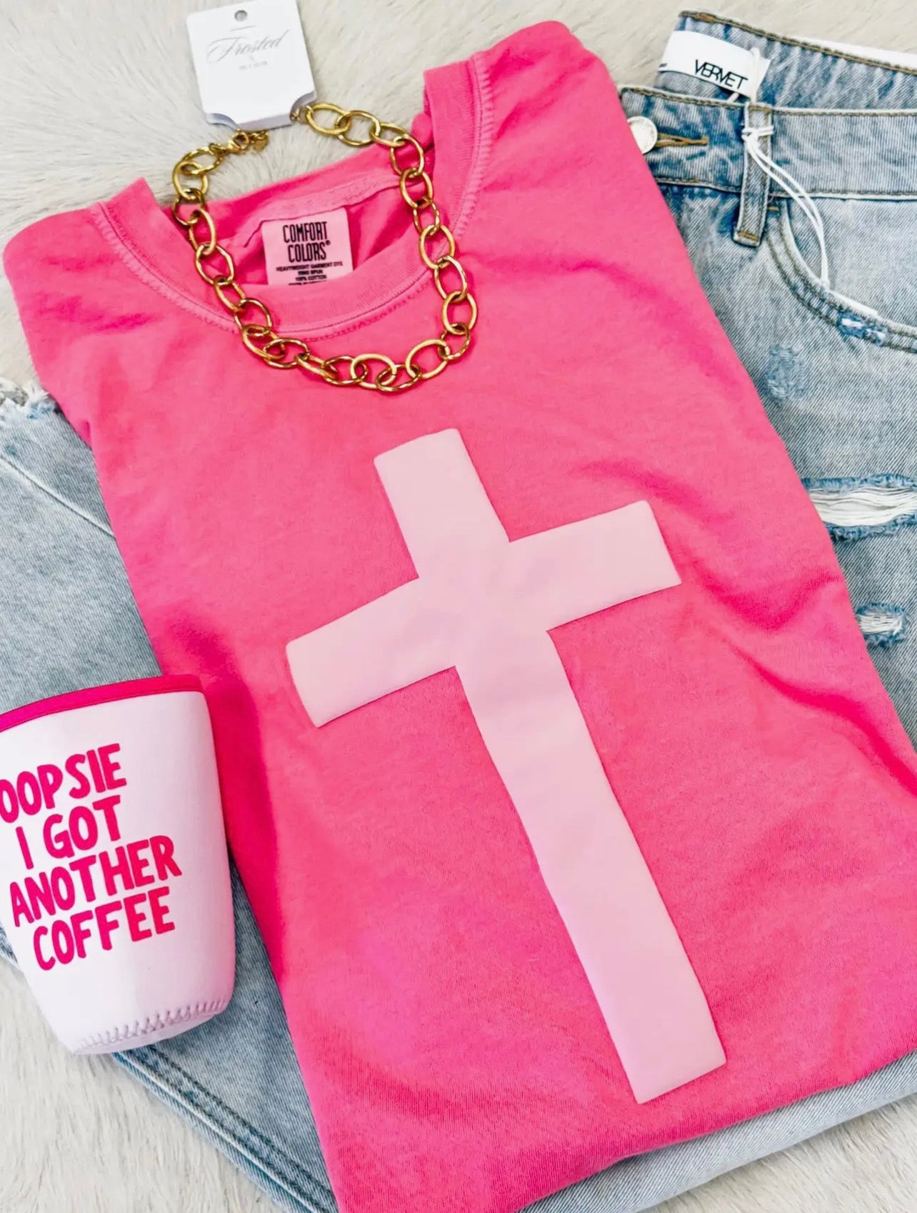 Pink Puff Cross Tee