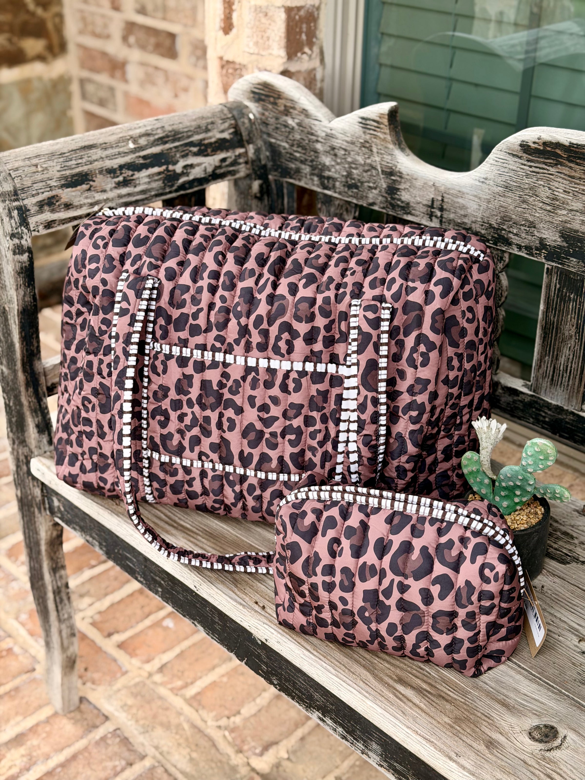 Leopard Puff Duffle & Toiletry Bag