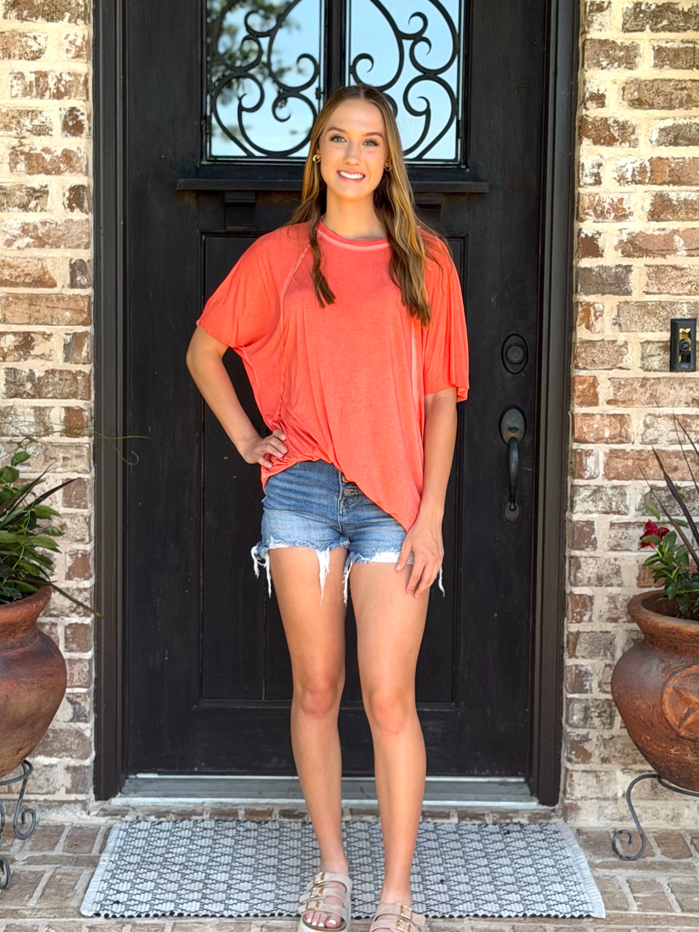 Sherbet Batwing Short Sleeve Top