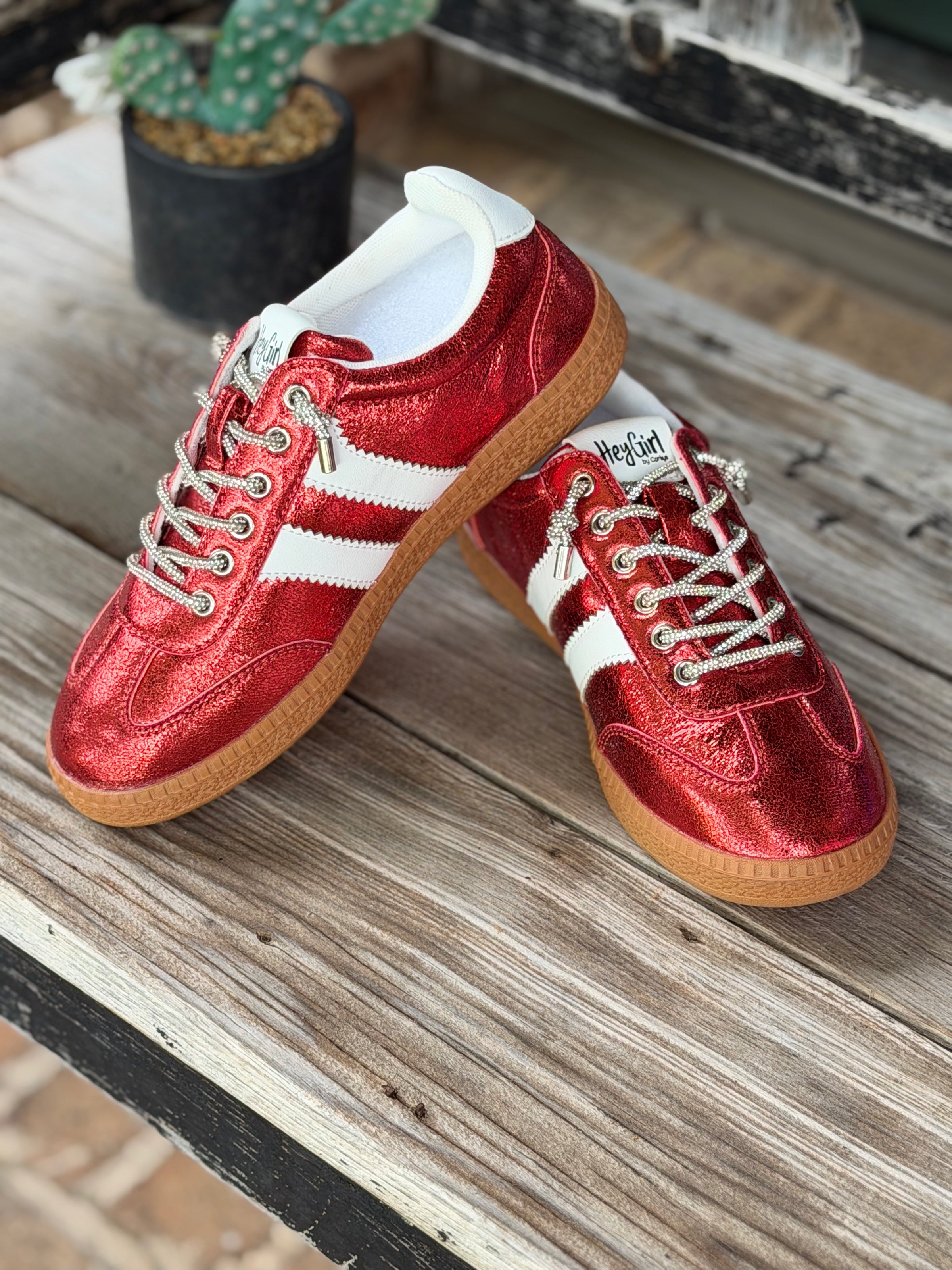 Corky’s Heads Up Red Metallic Sneaker