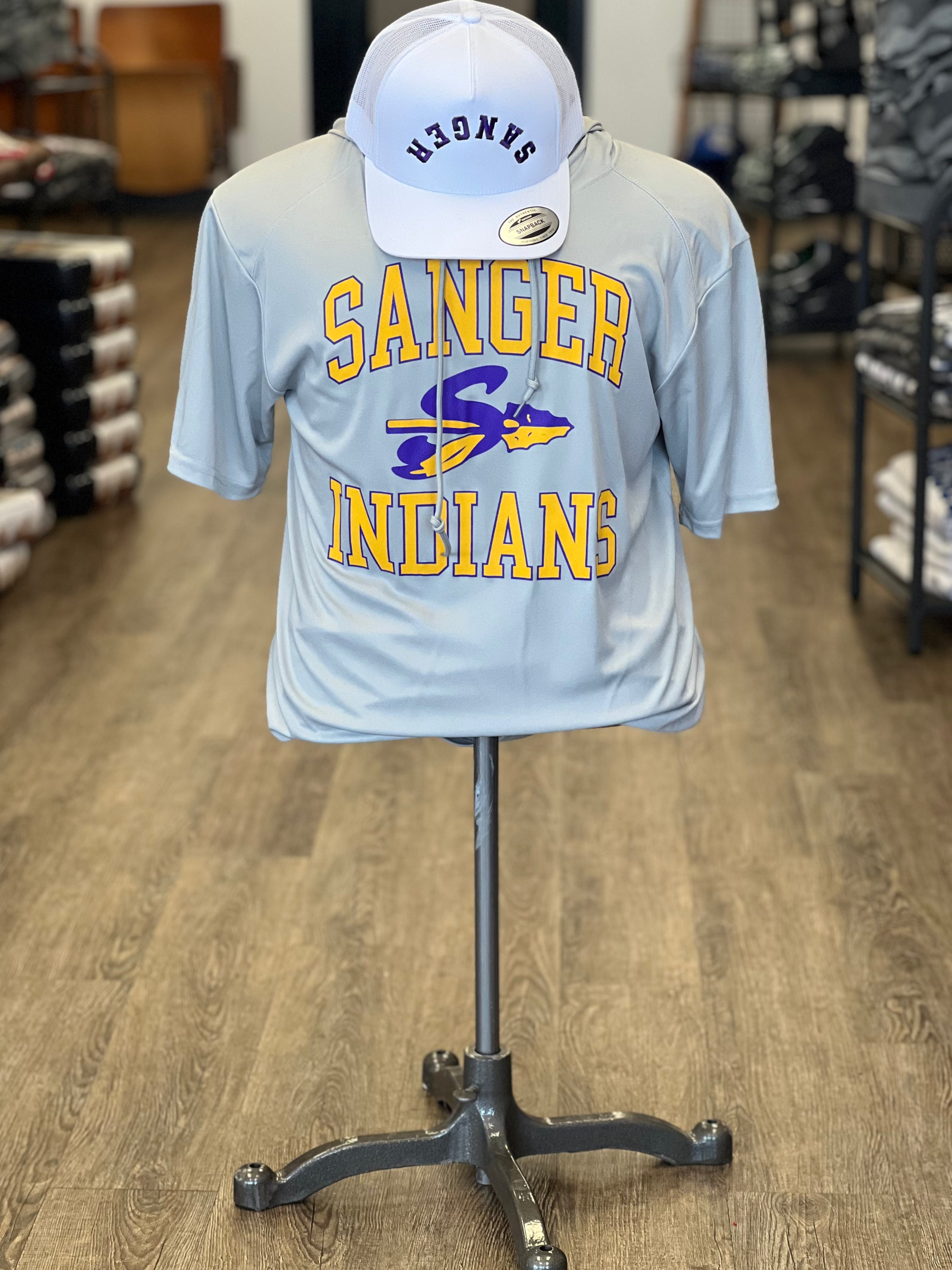Sanger Indians Badger Short Sleeve Hoodie