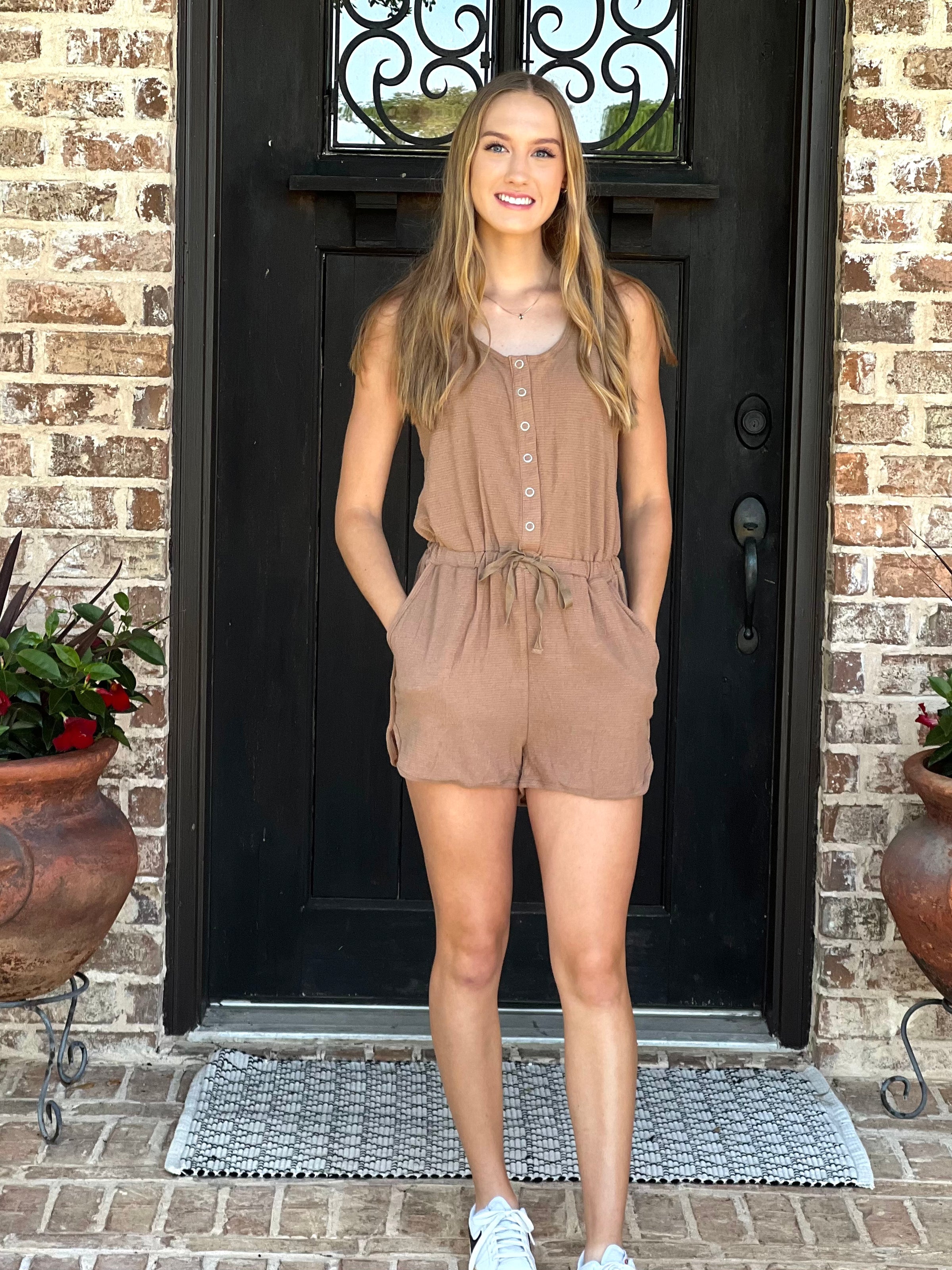 Mocha Snap Button Romper
