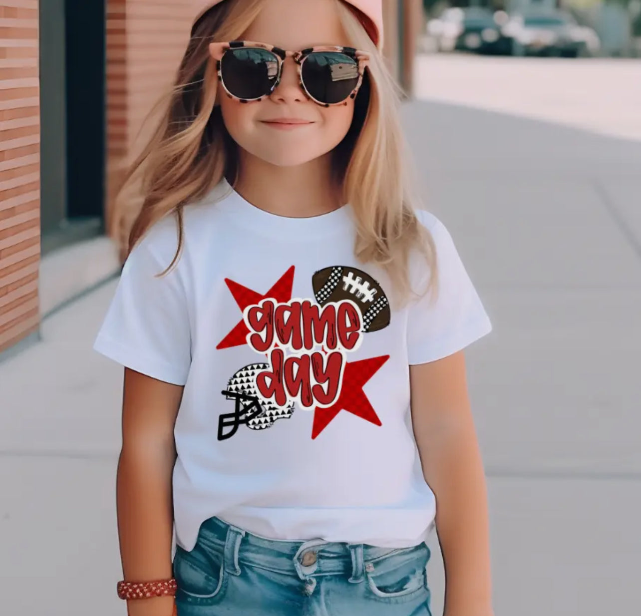 Youth Red FBall Game Day Tee