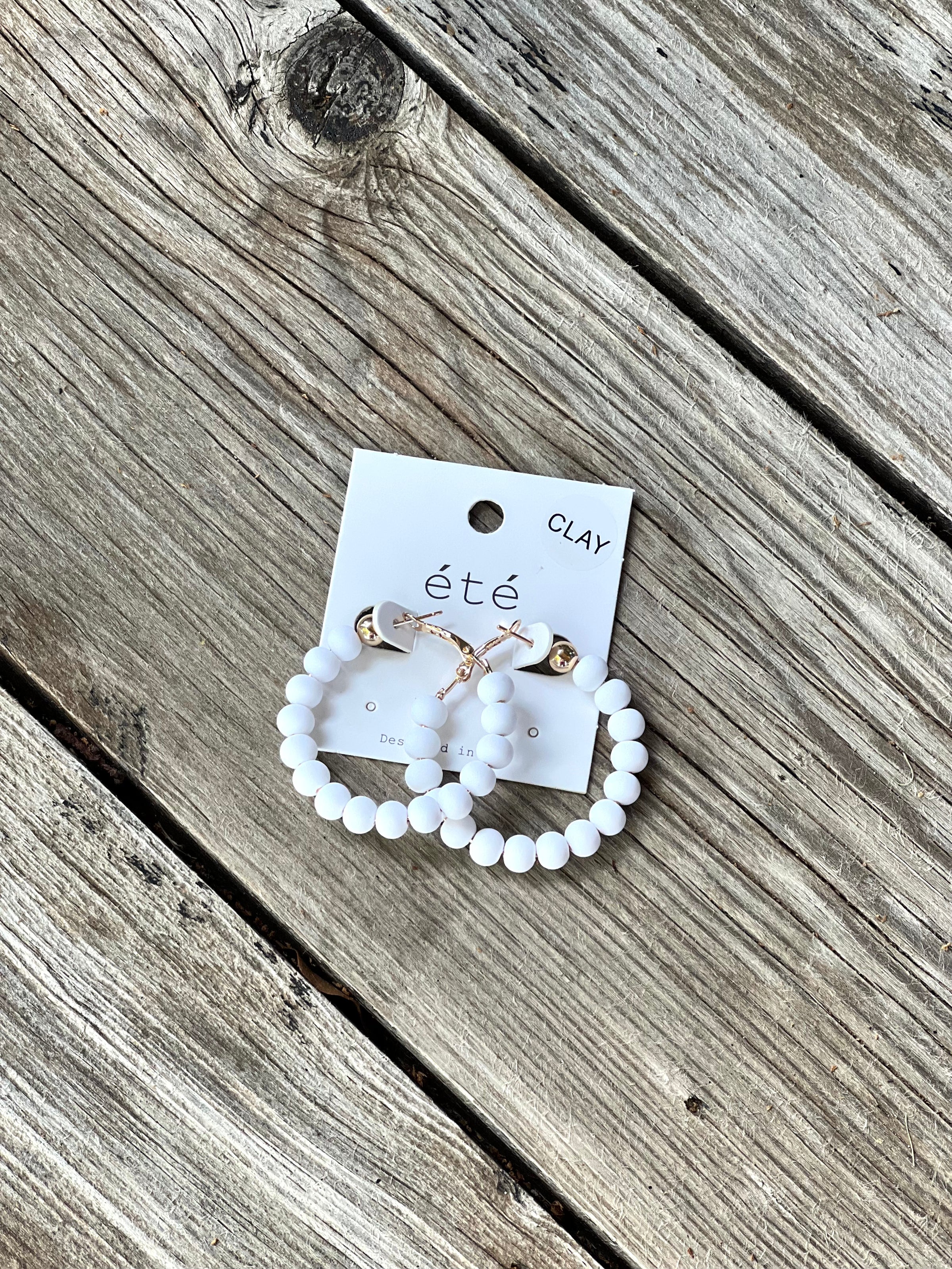 White Matte Clay Ball Hoops