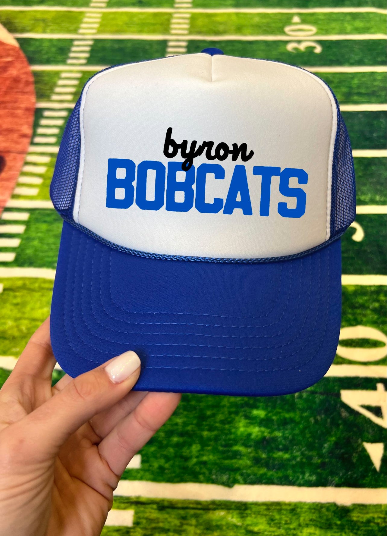 Byron Bobcats Team Duo Font Trucker Hats