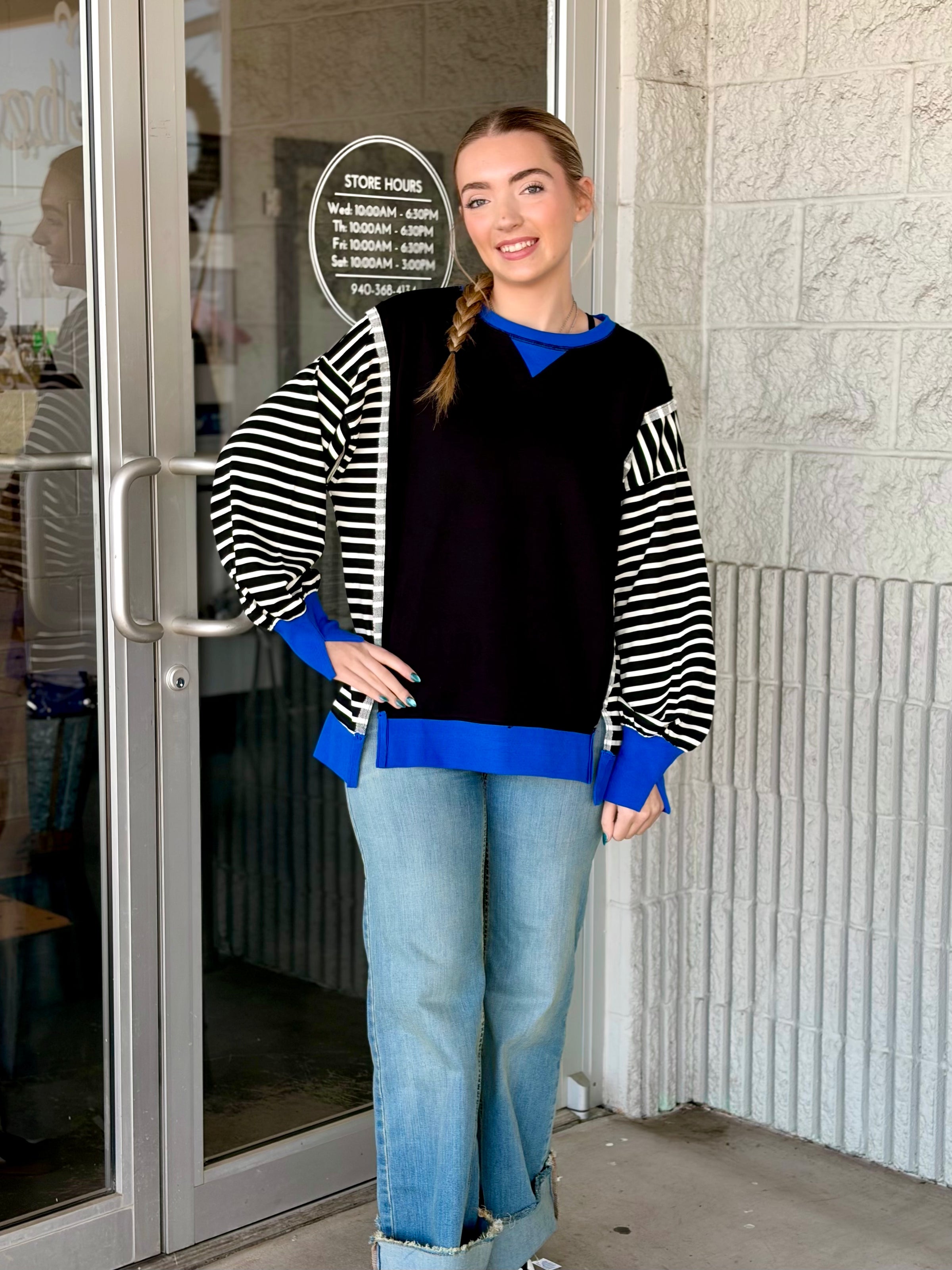 Amee Oversized Striped Color Block Top