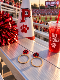 Red & Black | Paw Print | Gameday Earrings