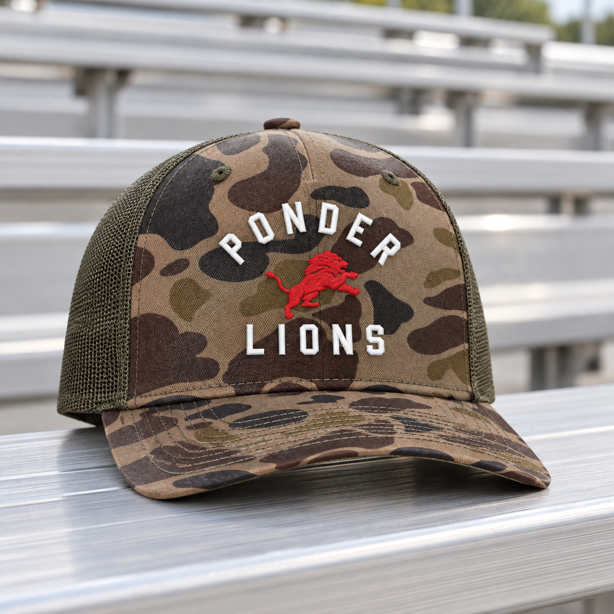 Richardson Embroidered Ponder Lions Brown Duck Camo Hat