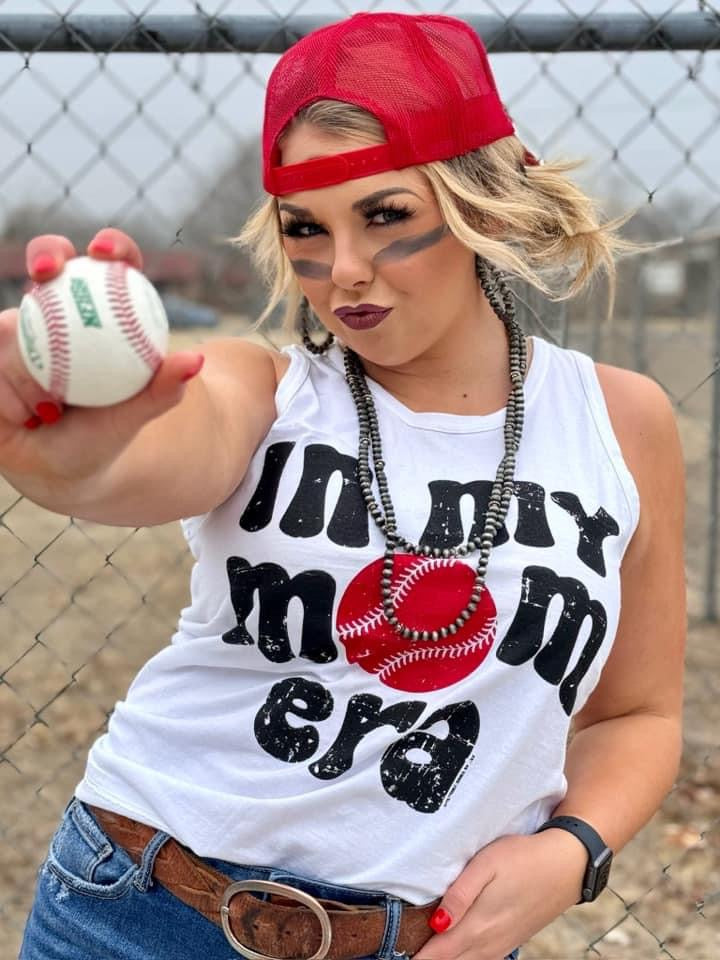 In My Mom Baseball White Tank