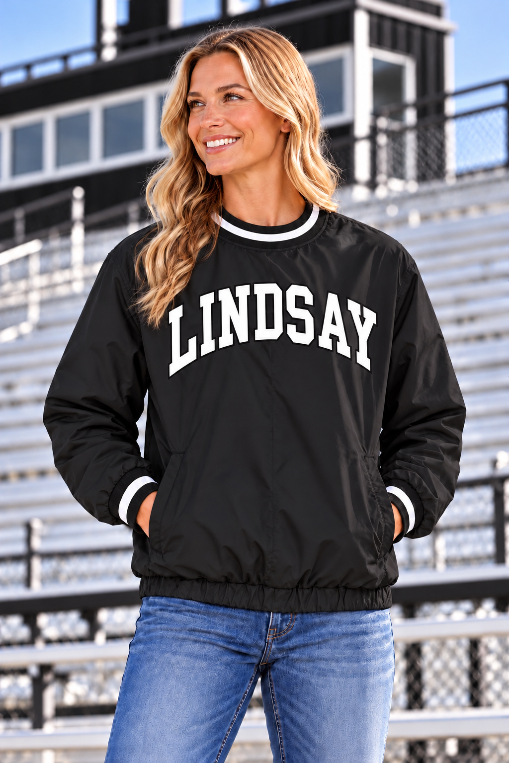 PREORDER | Lindsay Black Lined Windbreaker Pullover