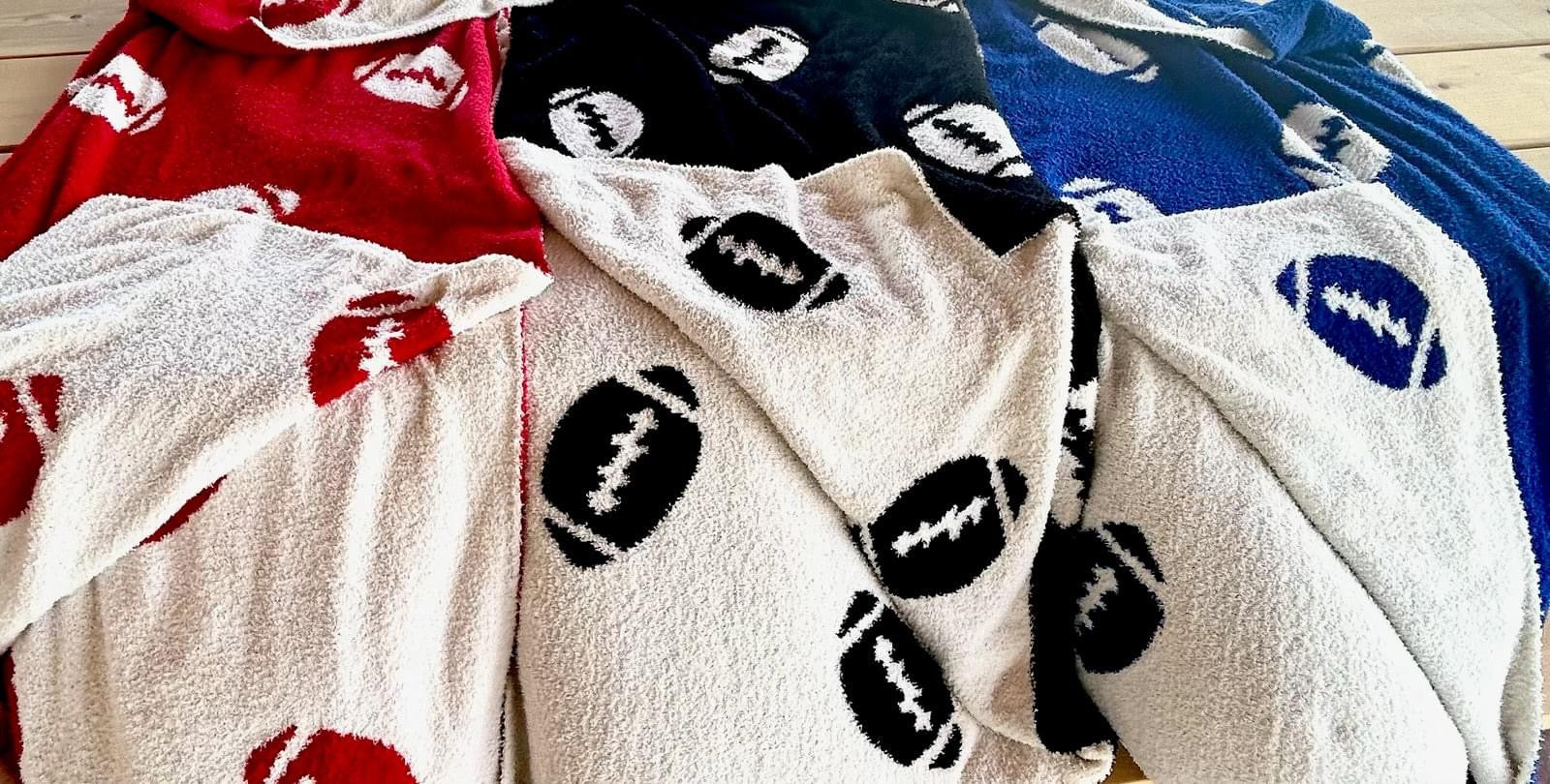 Red Reversible Football Blanket