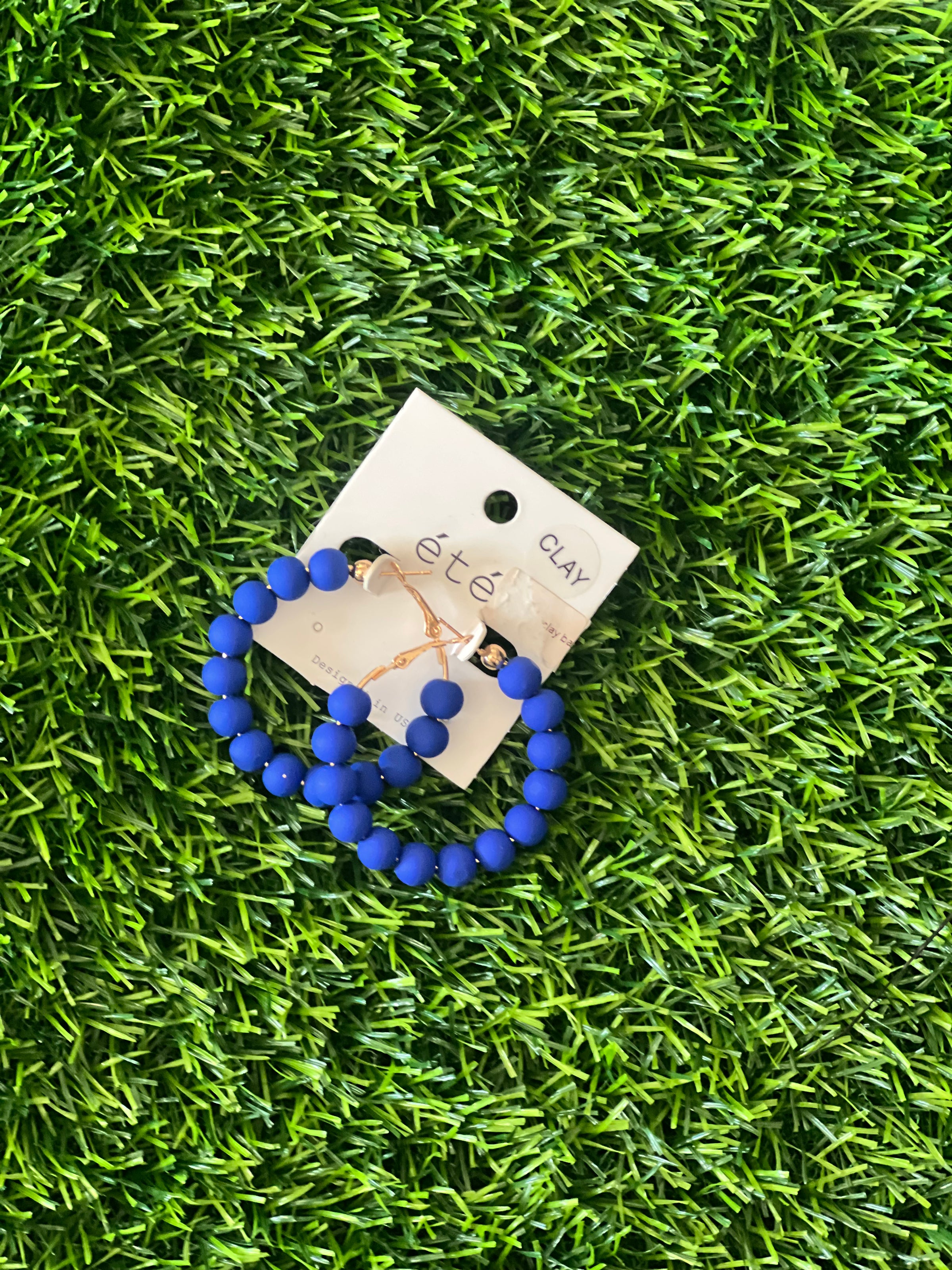 Royal Blue Matte Clay Ball Hoops