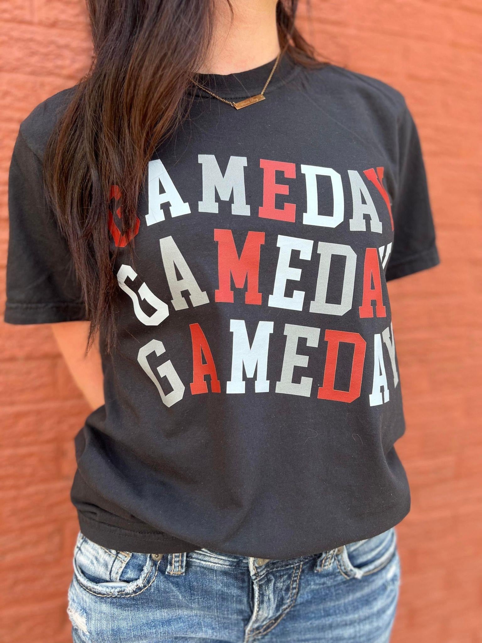 Red/White/Grey Wavy Gameday Tee