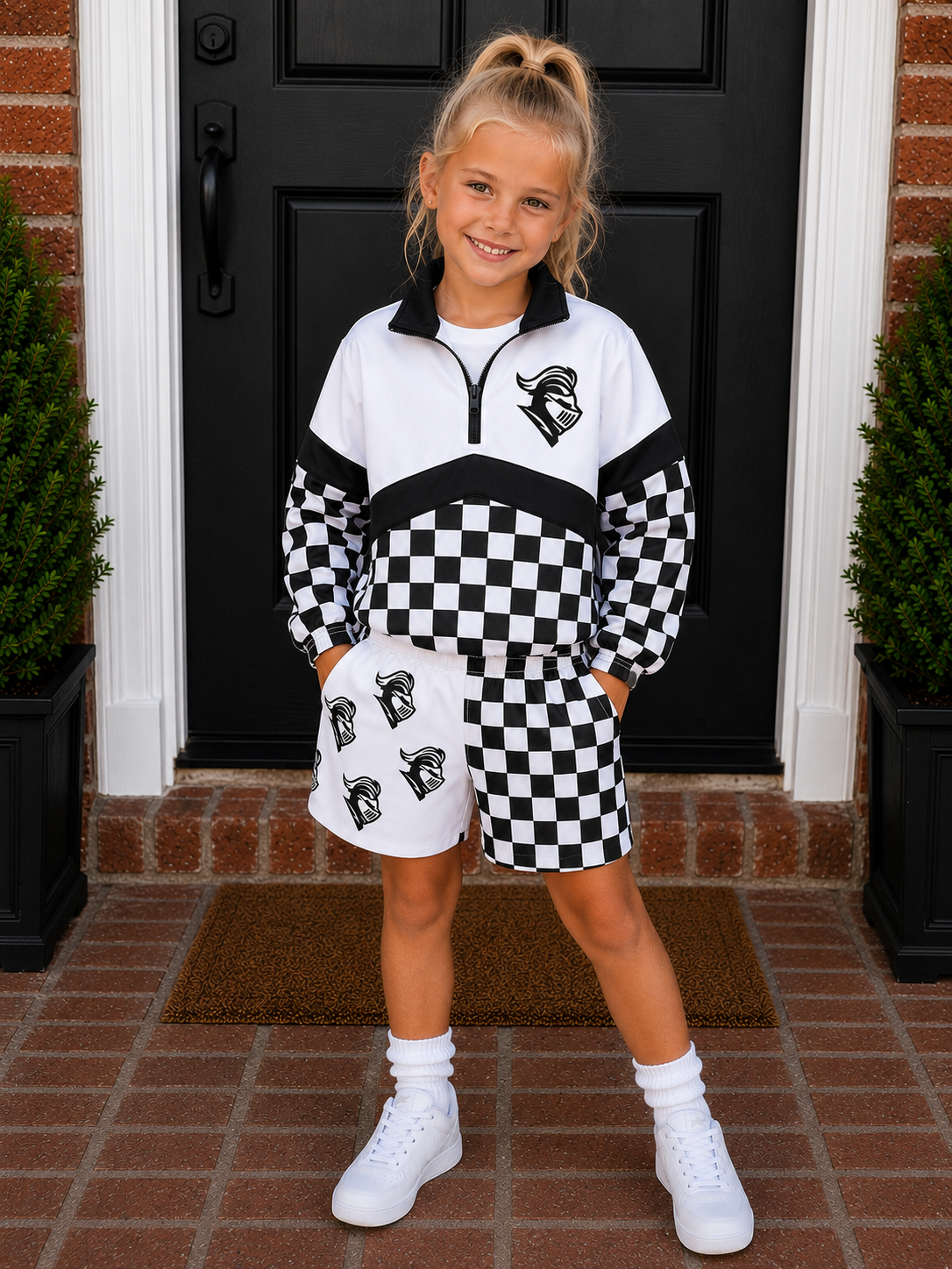 Lindsay Checkered Split Shorts **ETA 4-6weeks