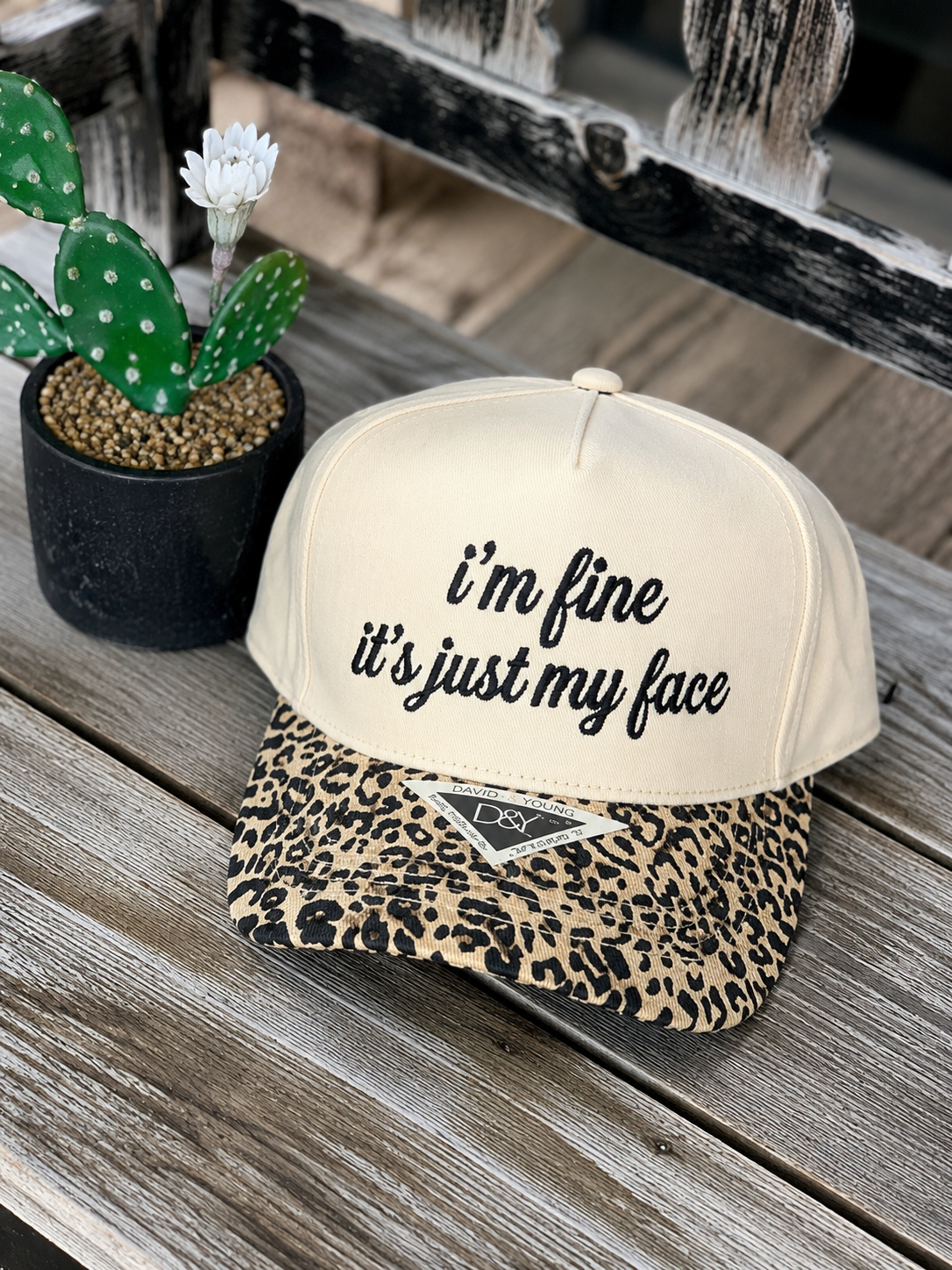 I’m Fine It’s Just My Face Leopard Canvas Hat