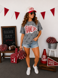 Glitter Red Gameday Pennant on Star Tee