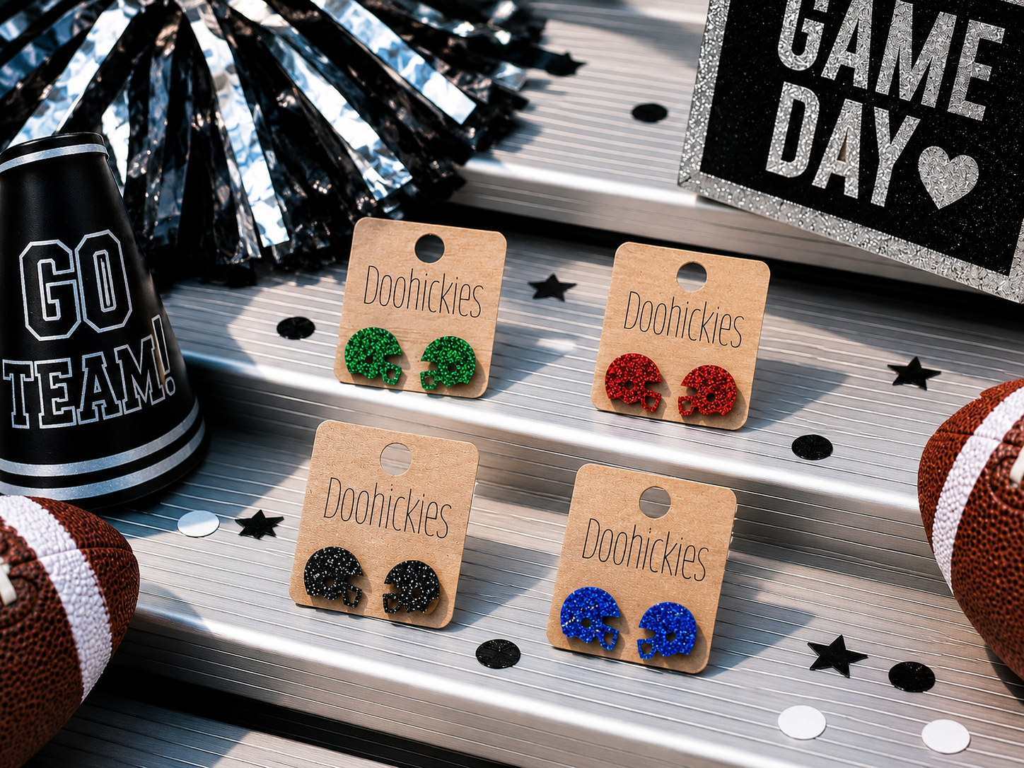 Glitter Helmet Stud Earrings