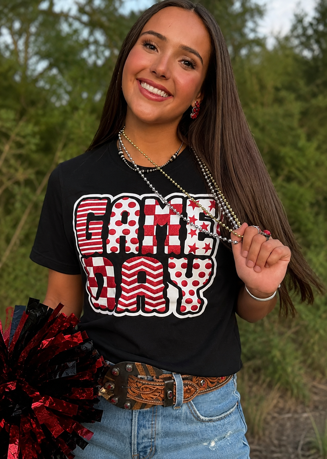 PREORDER | Funky Game Day w/ Red Glitter Puff Tee