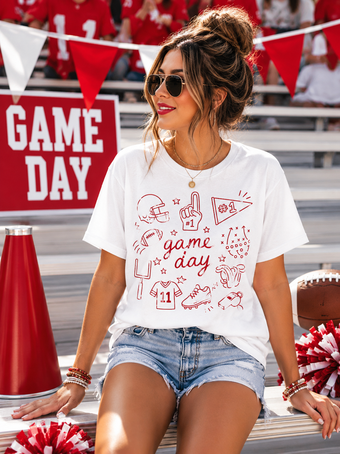 Red Ink Football Doodle Tee