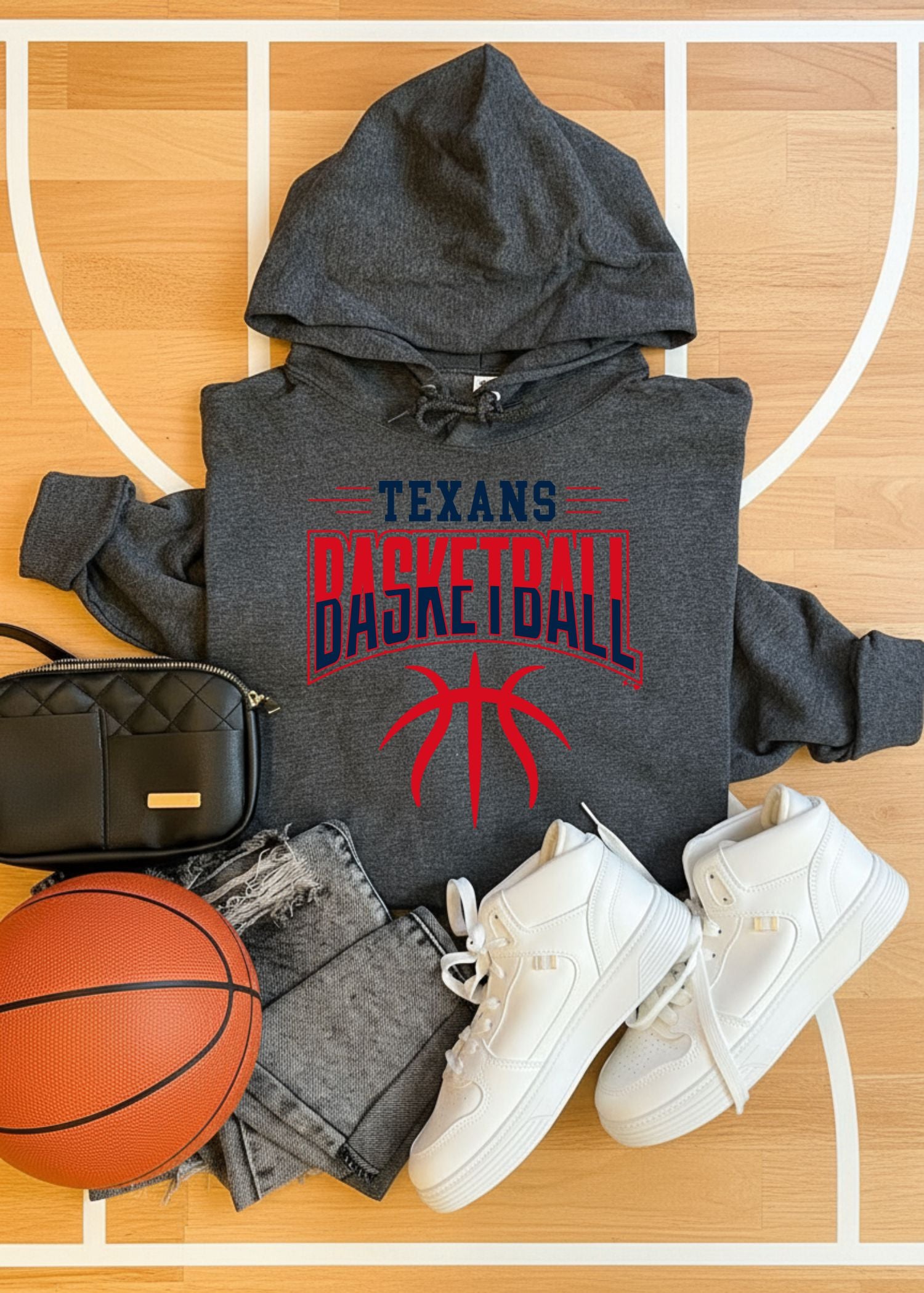 Texans Basketball Split Design Hoodie