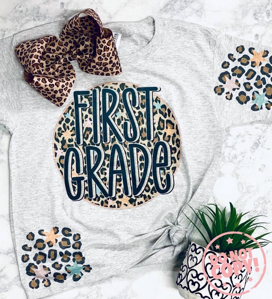First Grade Leopard Grade Level Tee