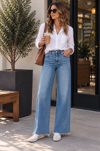 Risen | Medium High Rise Wide Jeans