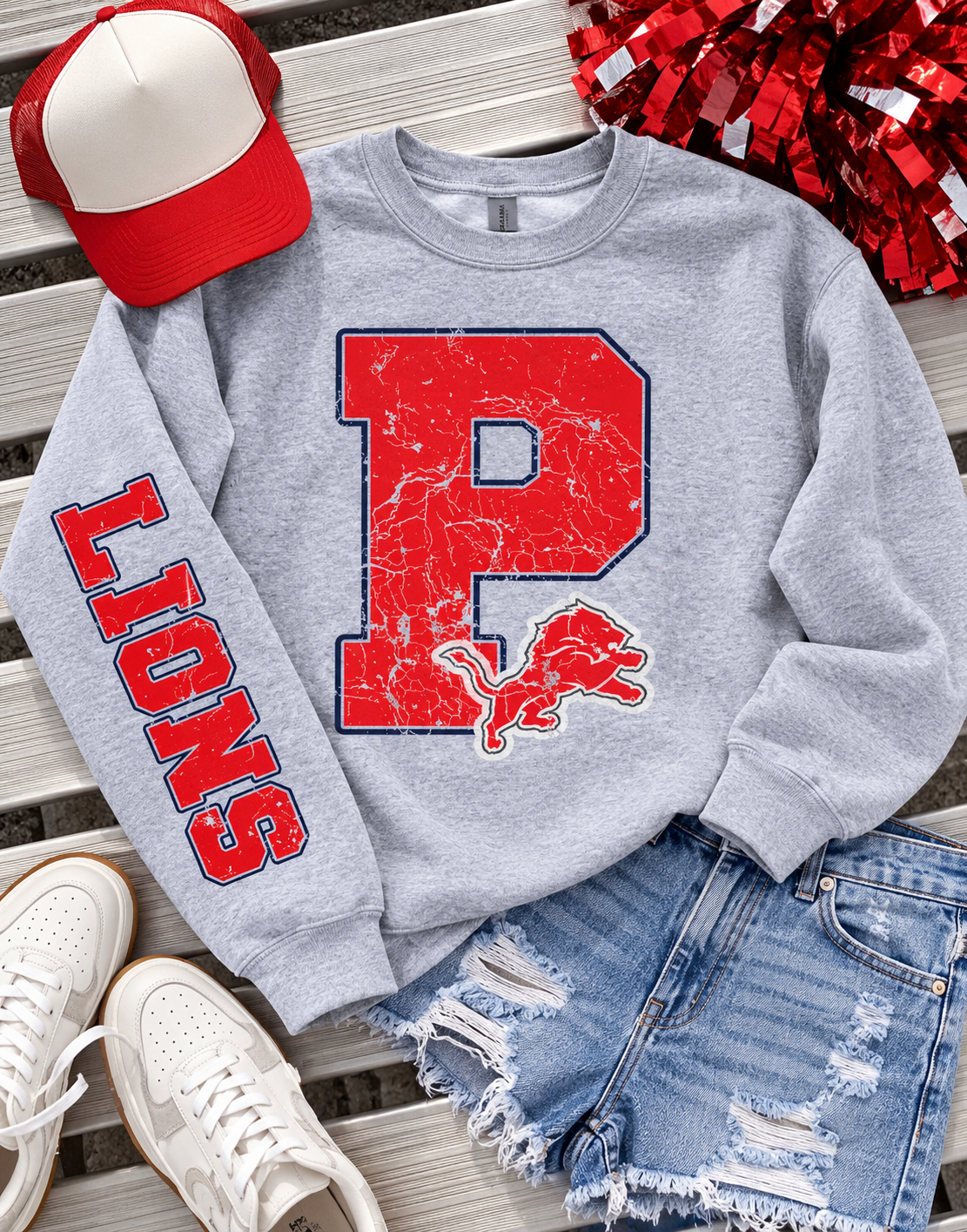 P Lions Sleeve Mascot Sweatshirt