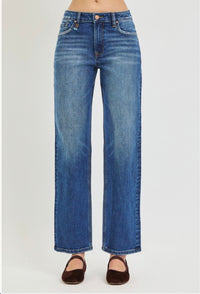 Risen | Emma Dark High Rise Straight Jeans