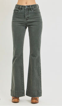 Risen | Forest Shadow High Rise Straight Flare Jeans