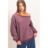 Striped Off The Shoulder Sweatshirt