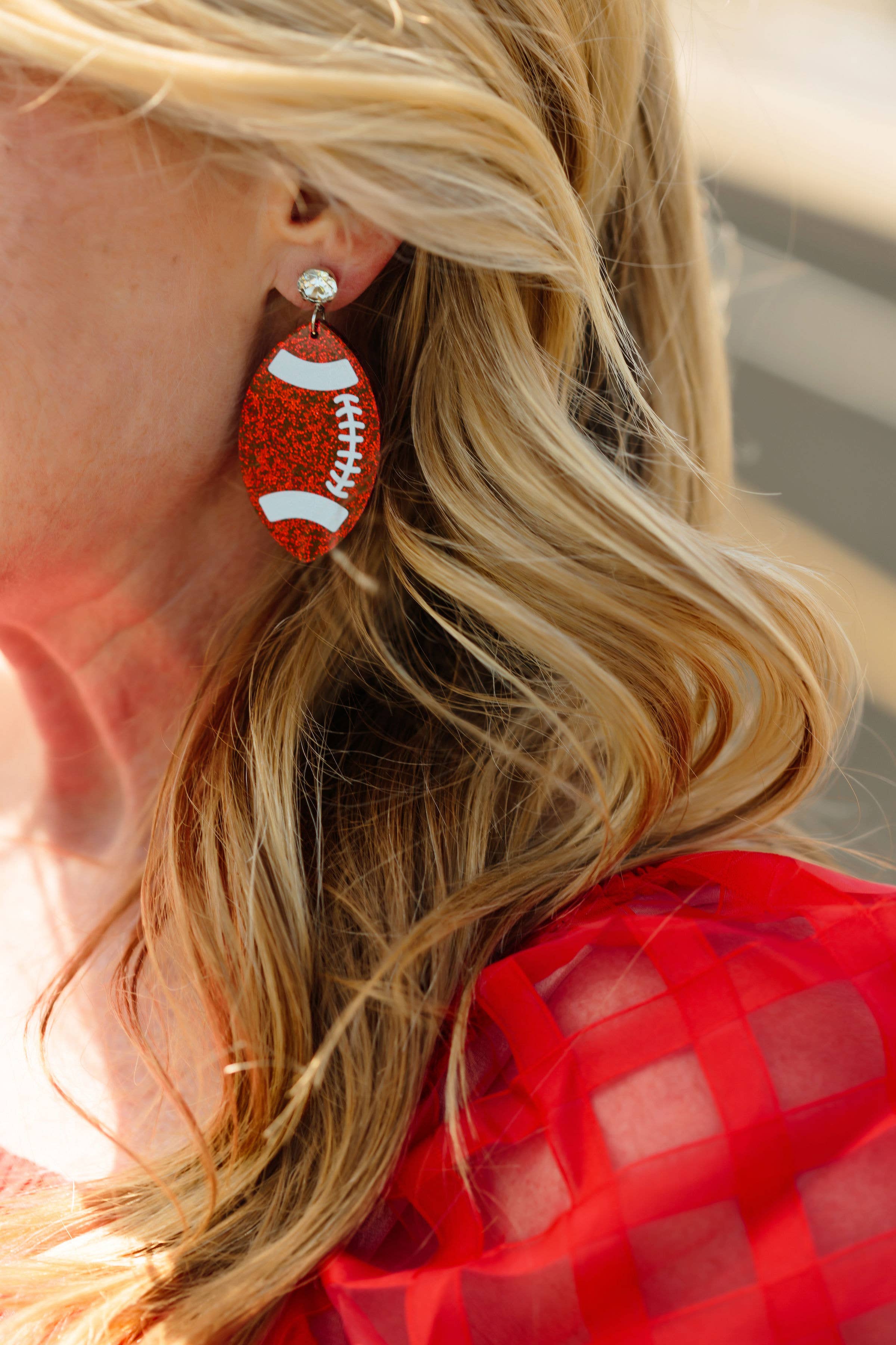 Red Glitter Acrylic Footballs