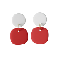 Red & White | Gemma | Minimalist Drop Earrings