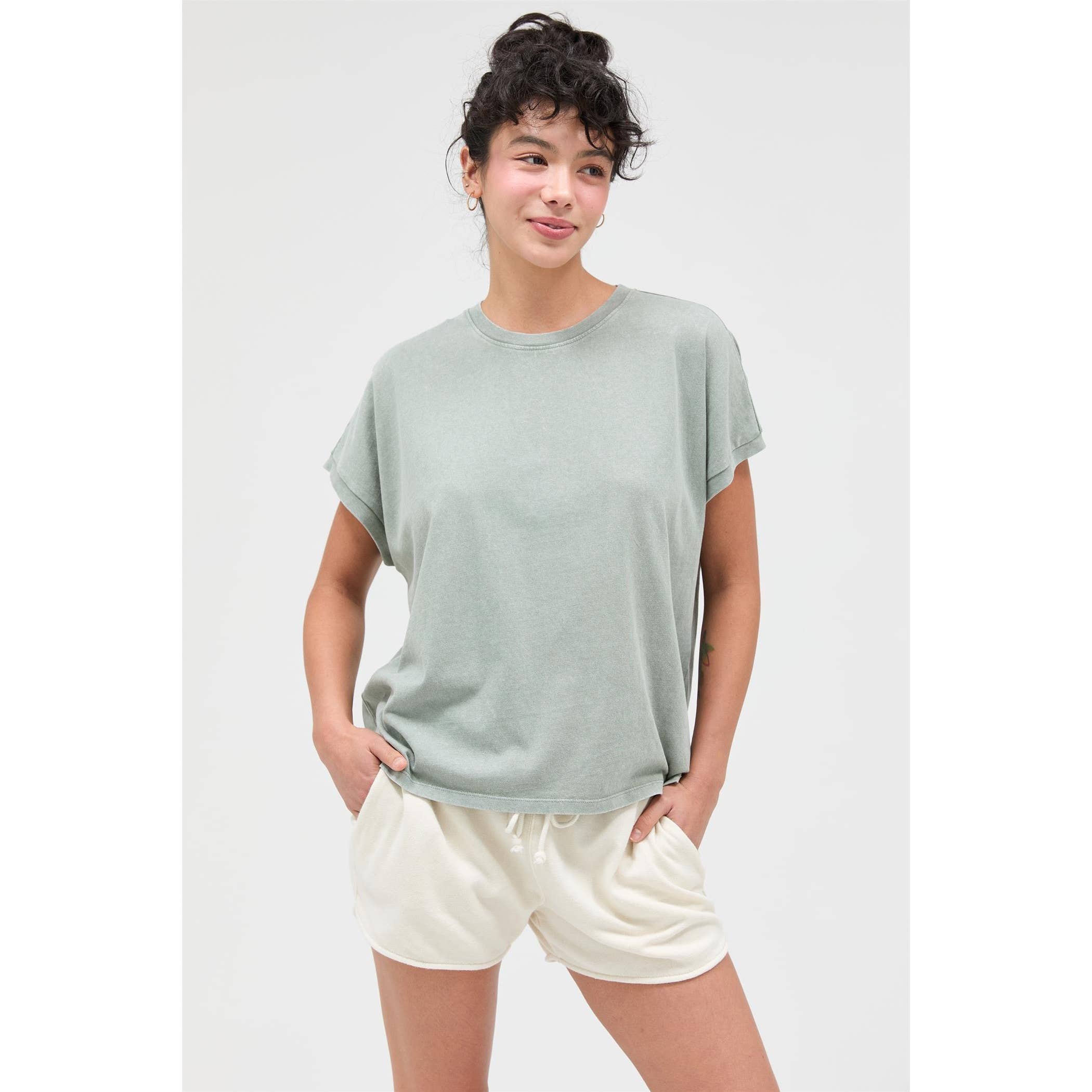 Sage Capped Sleeve Mineral Wash T-Shirt