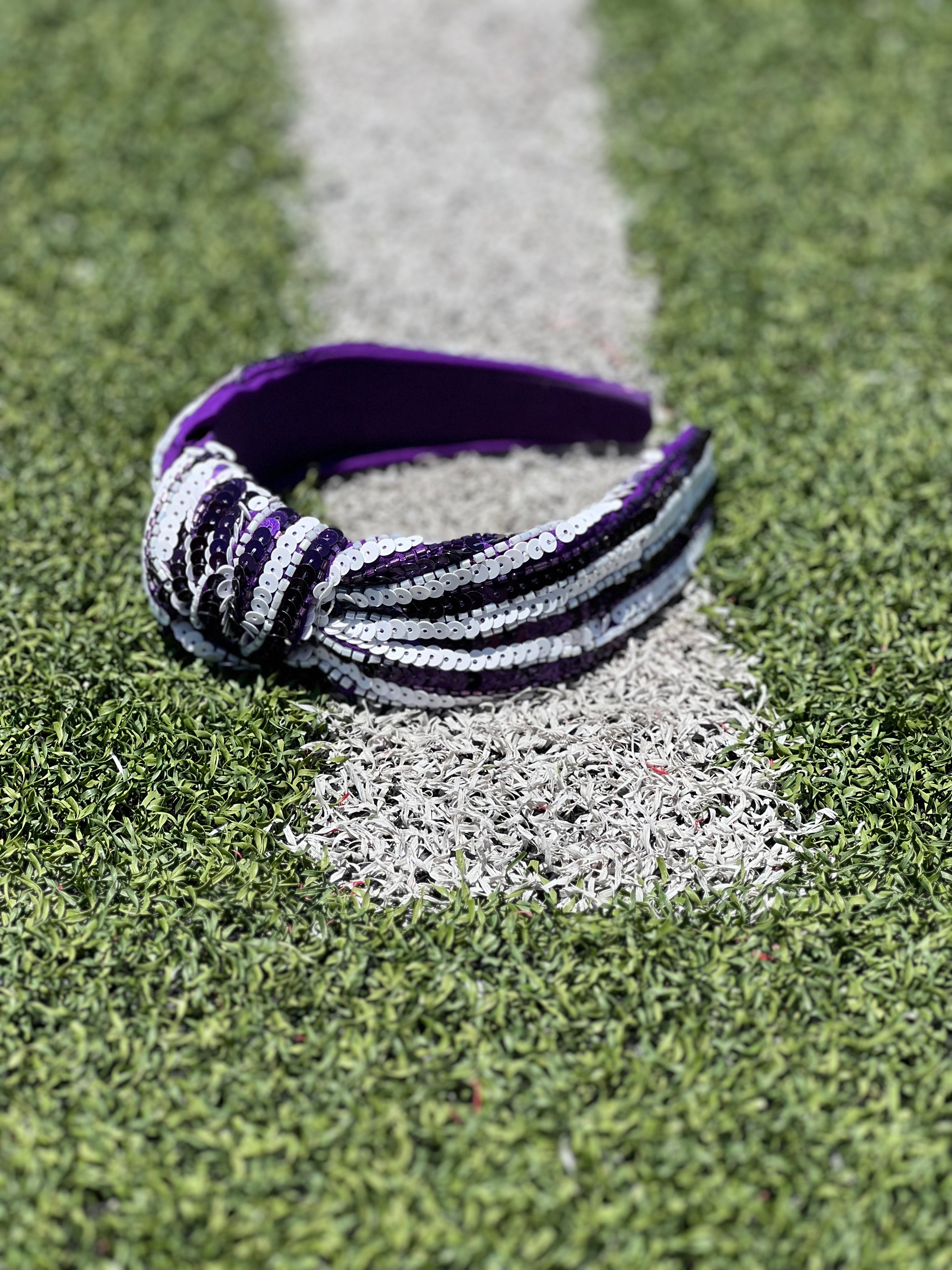 Purple & White Sequin Headband