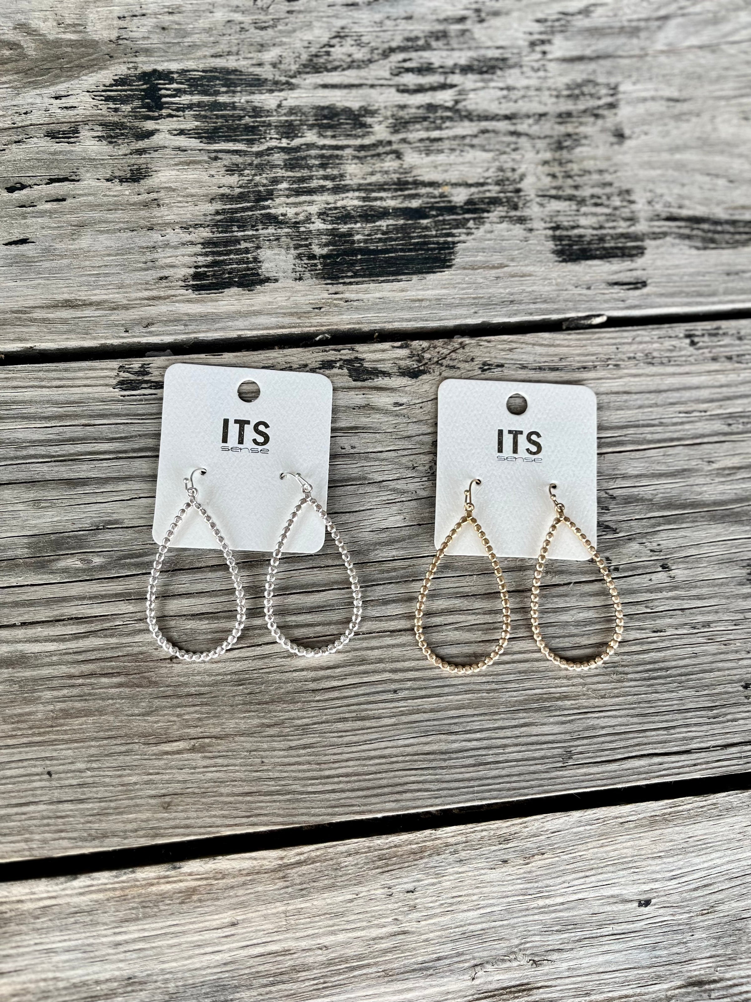 Flat Ridged Teardrop Earrings