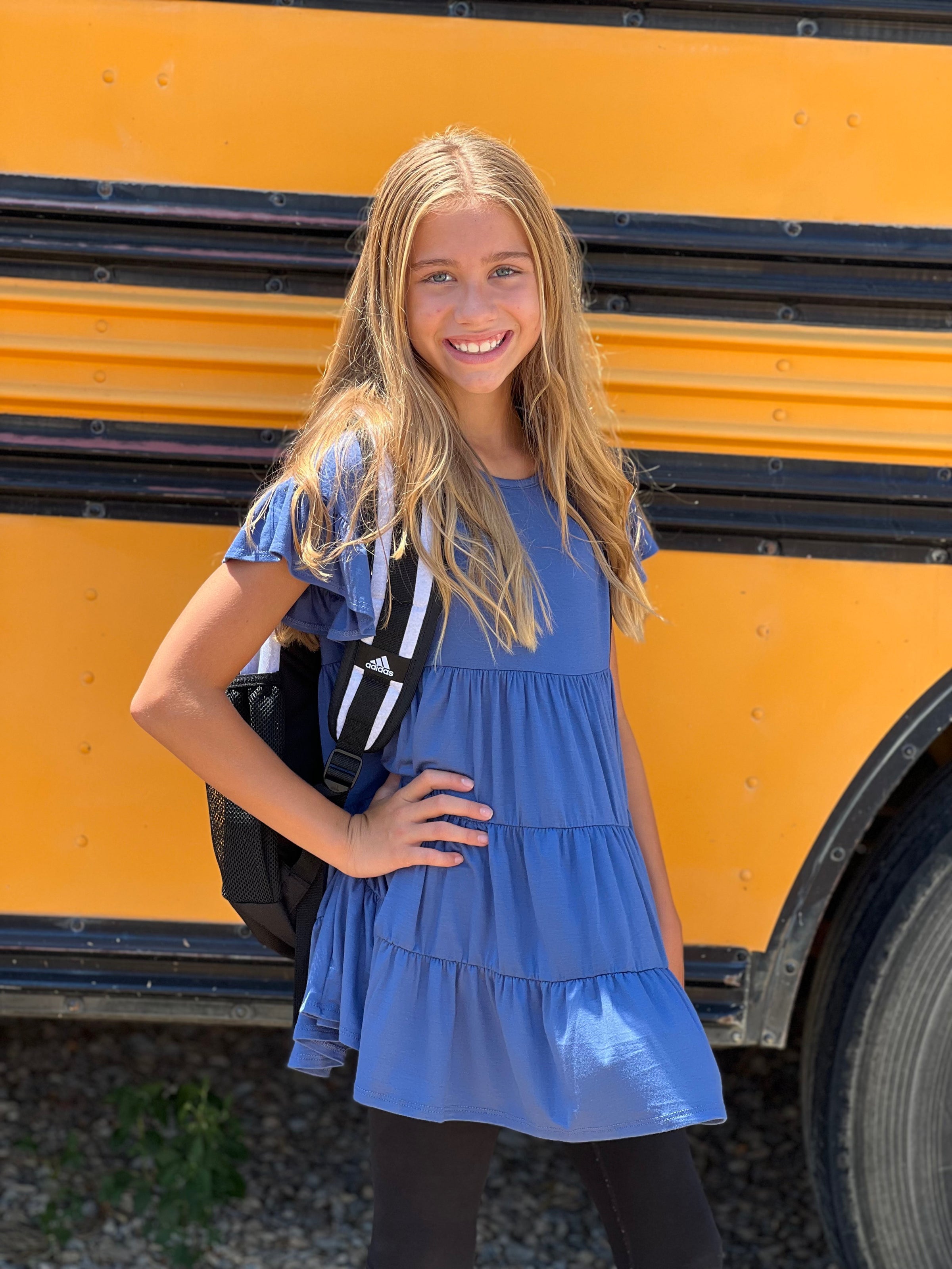 Youth Denim Blue Solid Babydoll Tunic Top