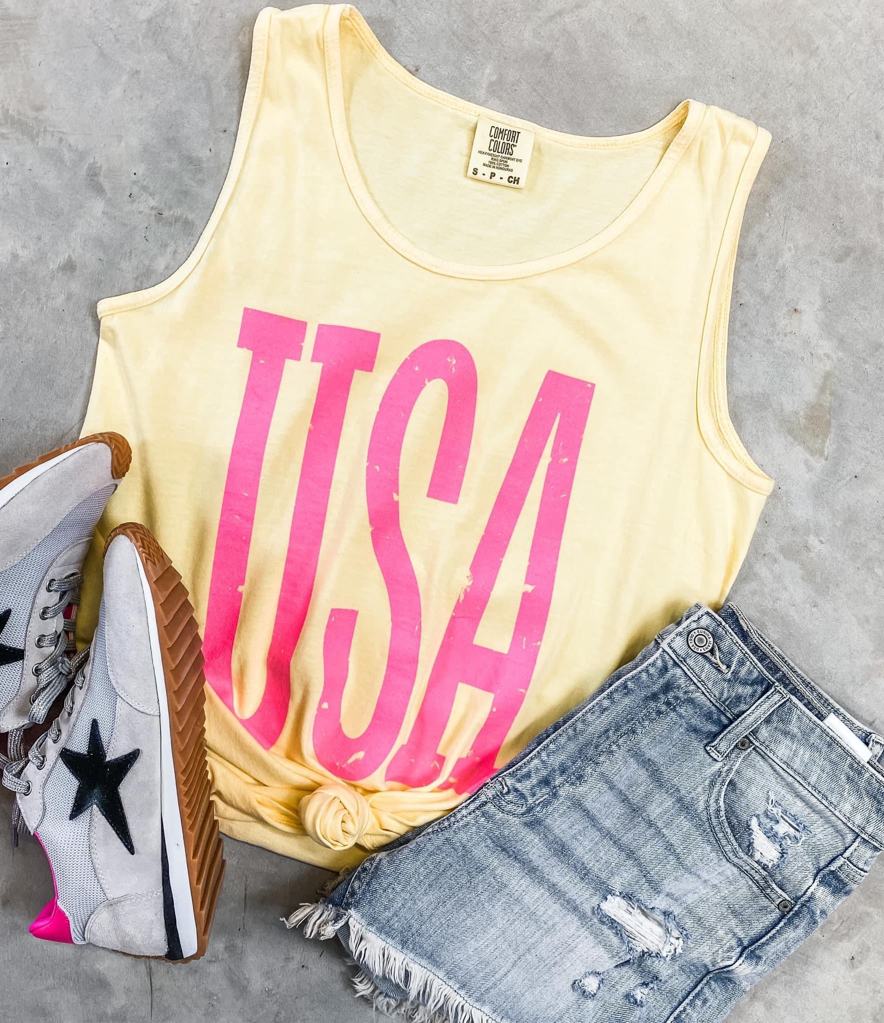 Neon USA Distressed Print Tank