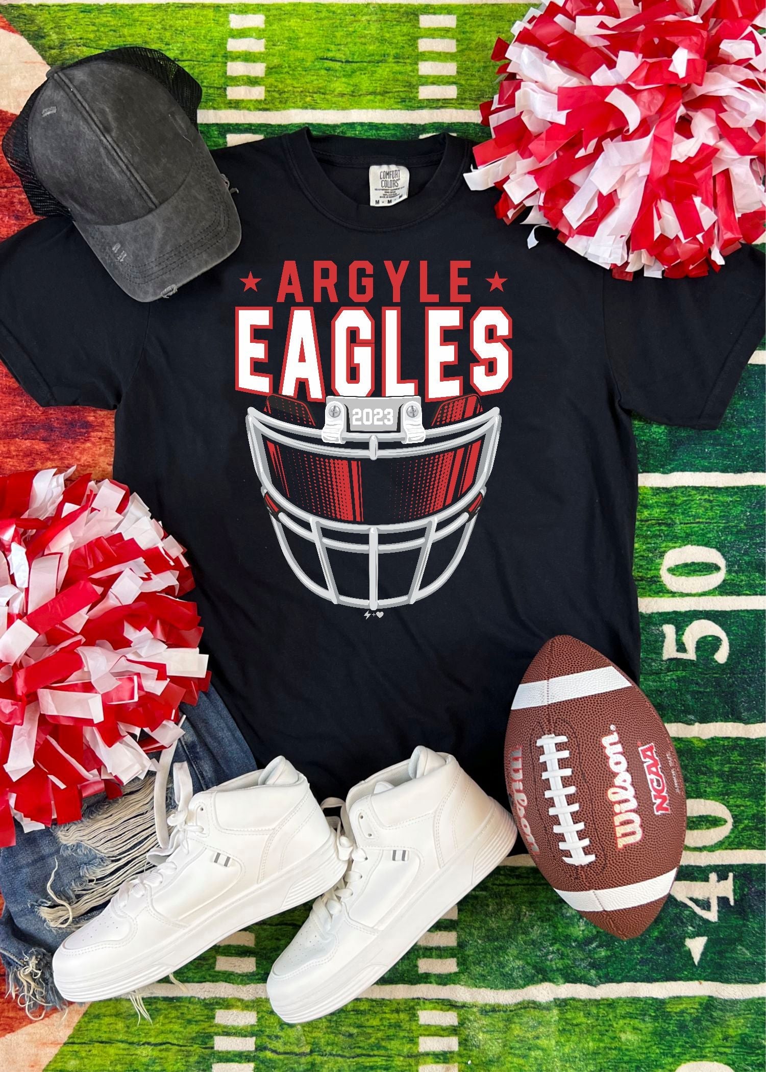 Youth Argyle Eagles FBall Helmet Tee