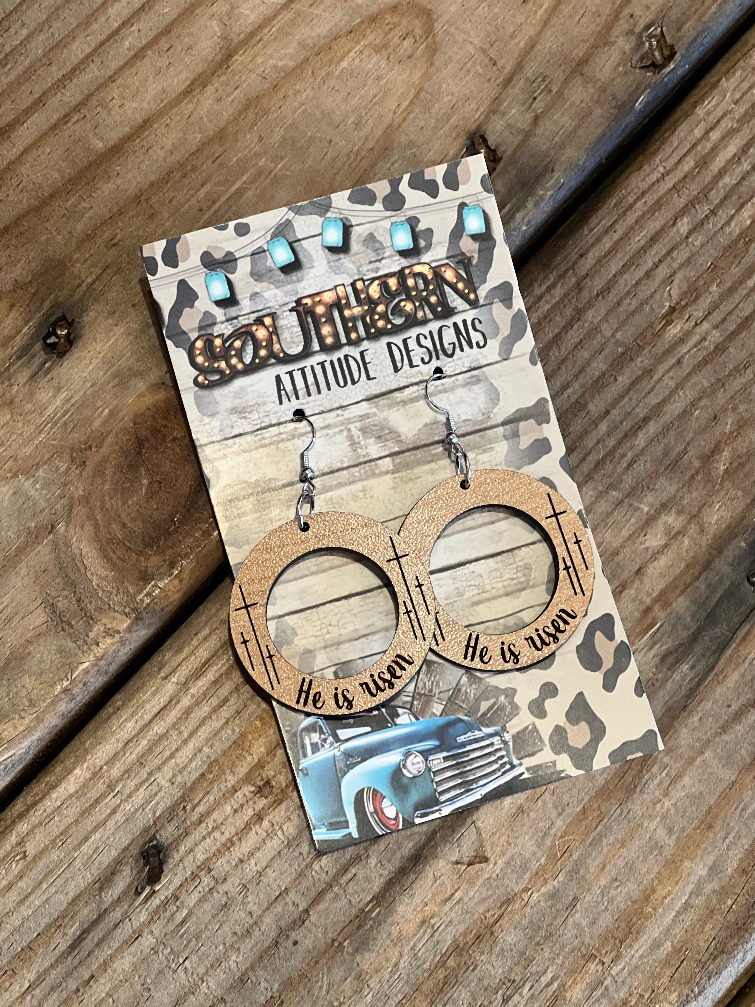 He Is Risen Wood Earrings