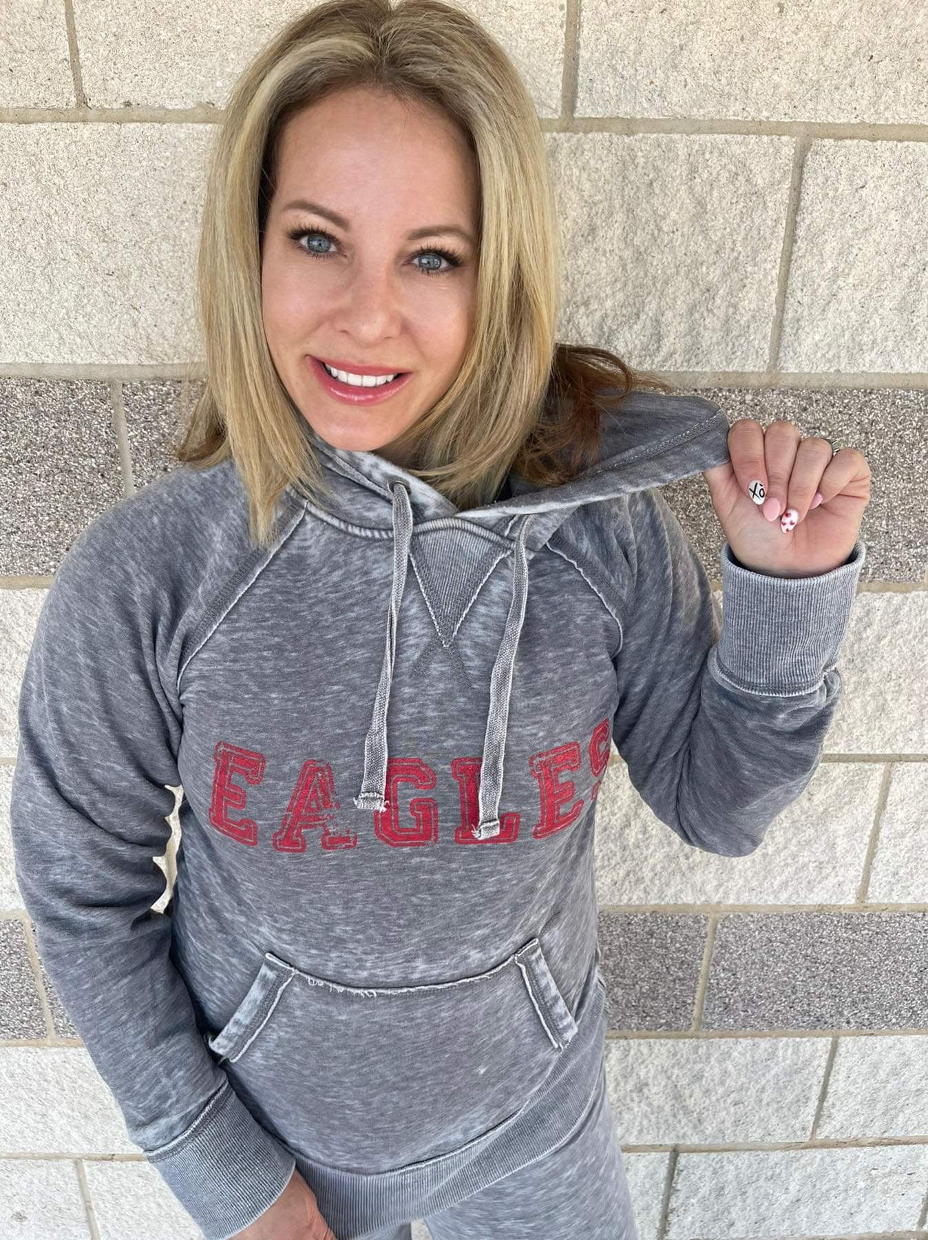 Acid Wash Red Eagles Mascot Hoodie