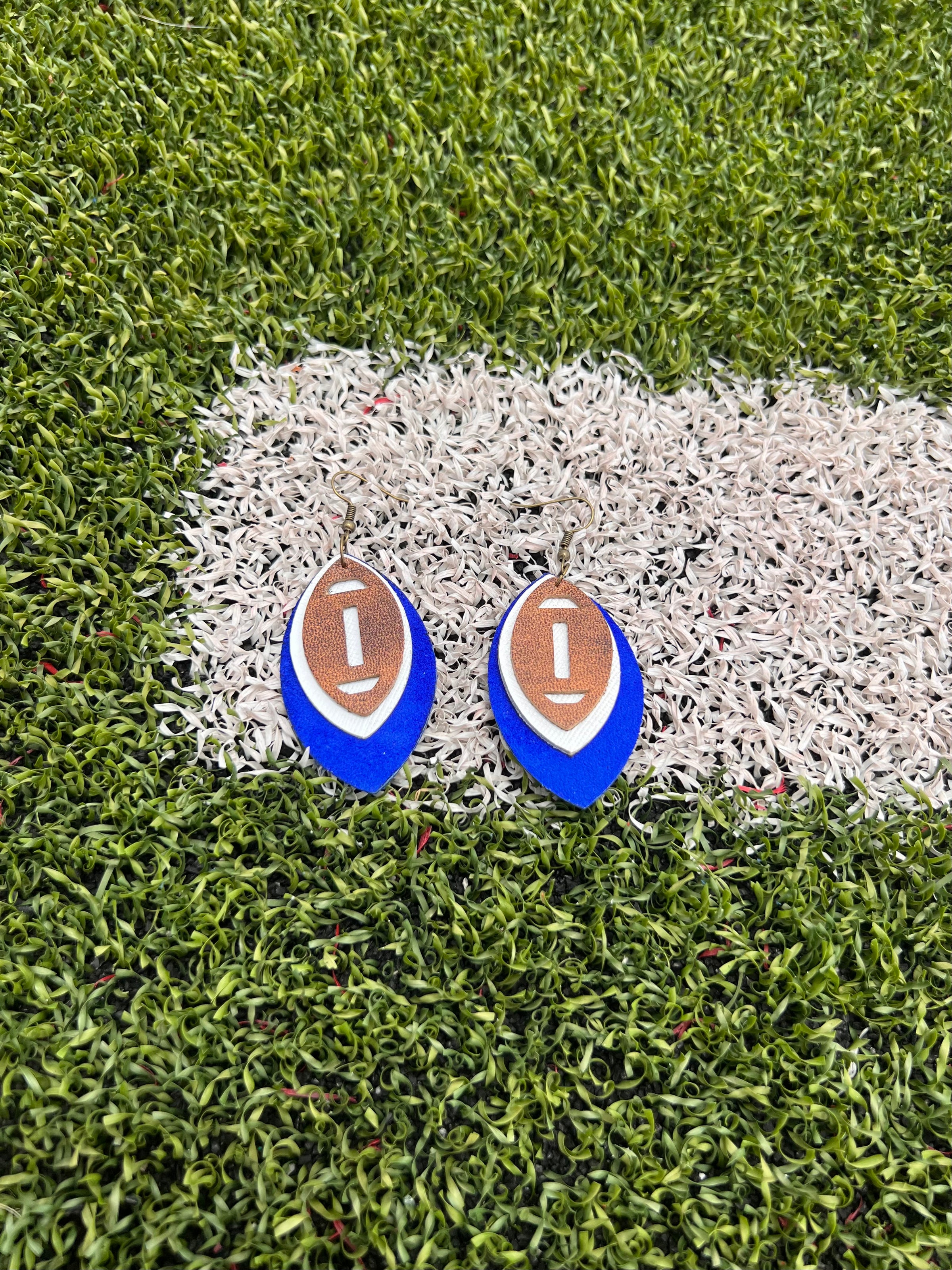 Royal Blue & White Stacked Football Feathers