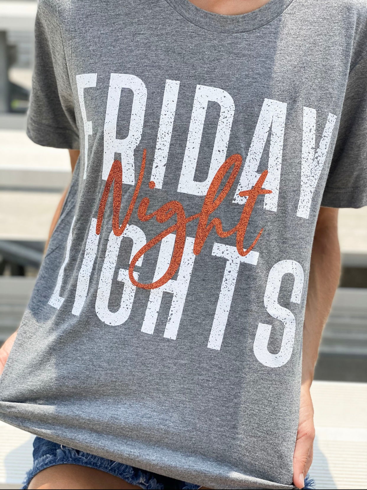 Friday Night Lights Orange Glitter Tee