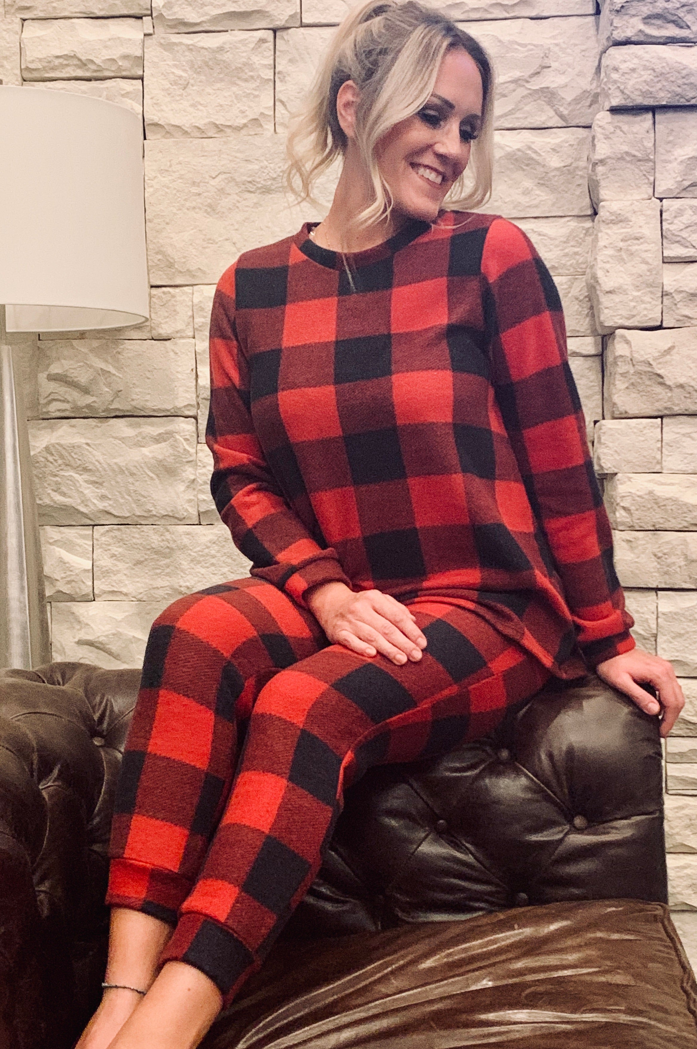 Red Buffalo Plaid Brushed Fleece Pajama Set